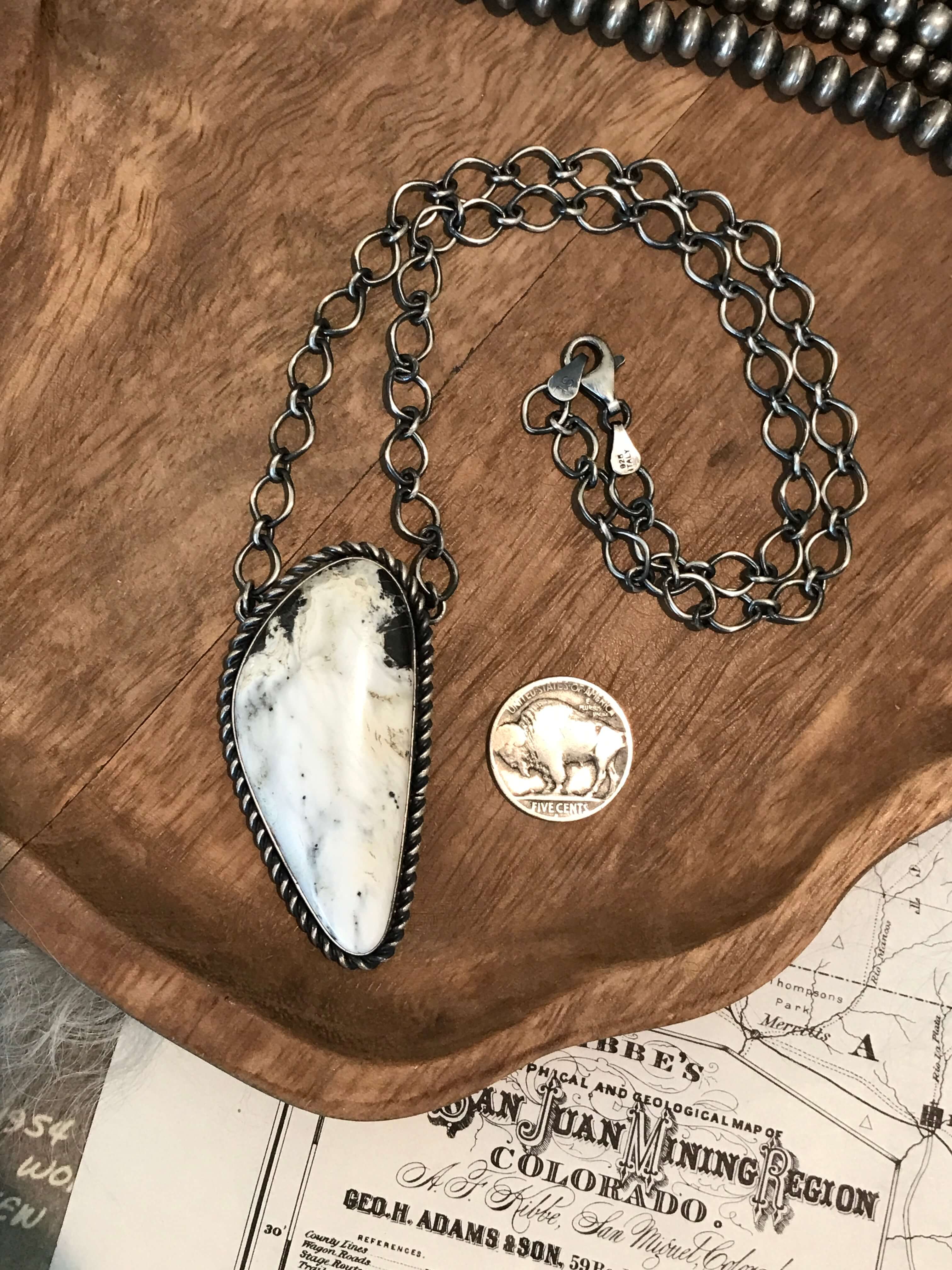 The Oaks White Buffalo Necklace-Necklaces-Calli Co., Turquoise and Silver Jewelry, Native American Handmade, Zuni Tribe, Navajo Tribe, Brock Texas