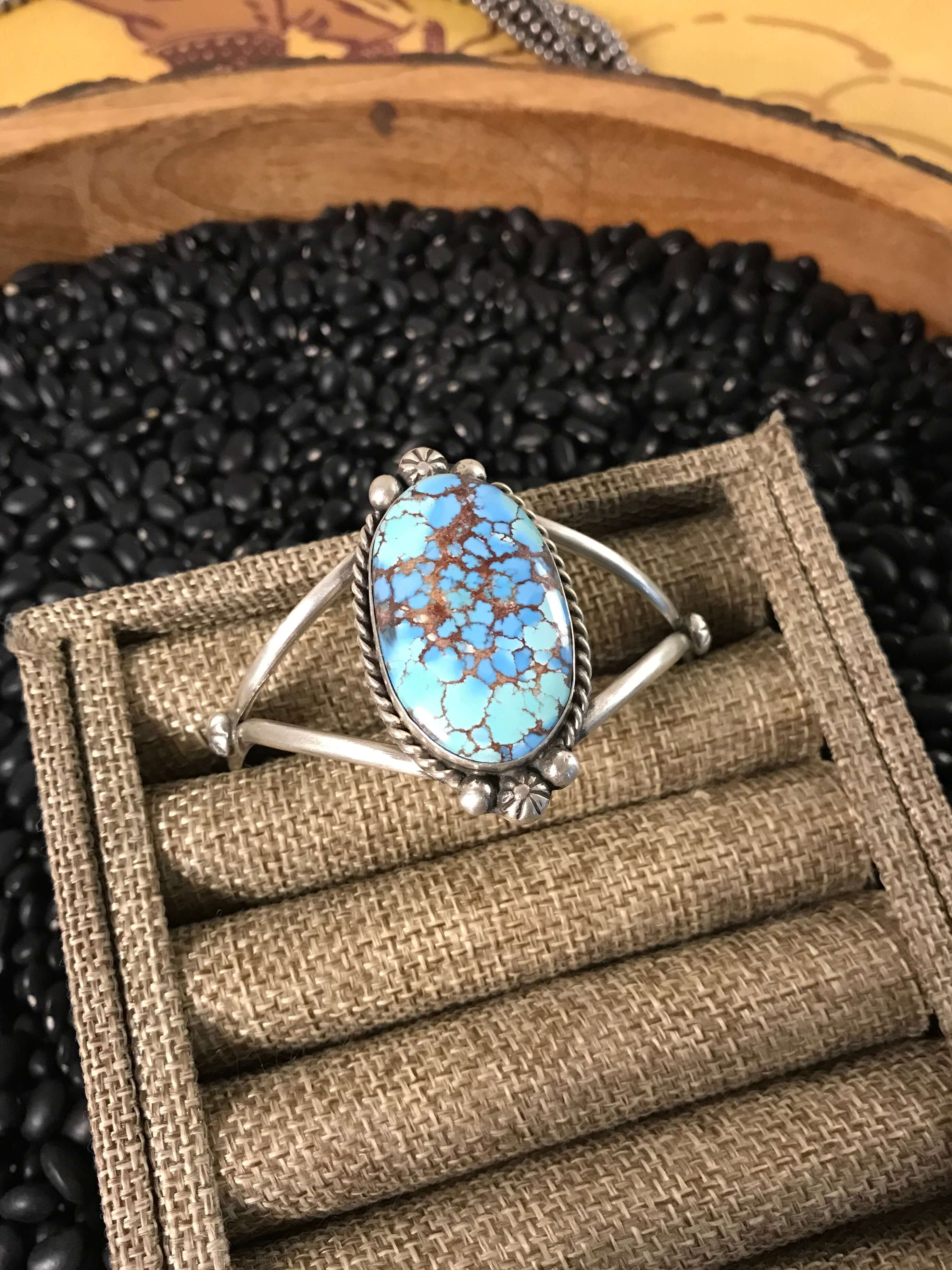 The Winifred Turquoise Cuff, 1-Bracelets & Cuffs-Calli Co., Turquoise and Silver Jewelry, Native American Handmade, Zuni Tribe, Navajo Tribe, Brock Texas