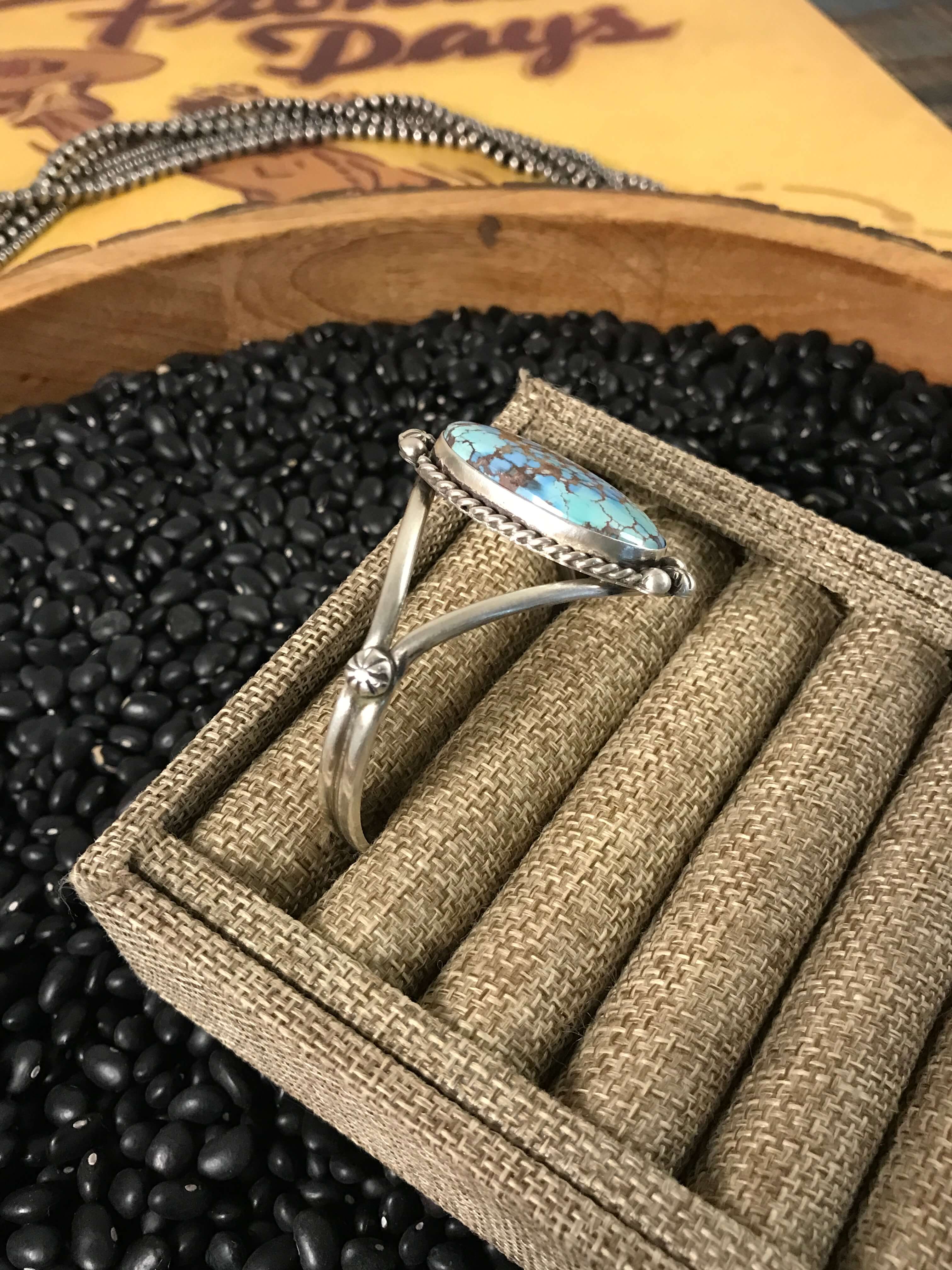 The Winifred Turquoise Cuff, 1-Bracelets & Cuffs-Calli Co., Turquoise and Silver Jewelry, Native American Handmade, Zuni Tribe, Navajo Tribe, Brock Texas