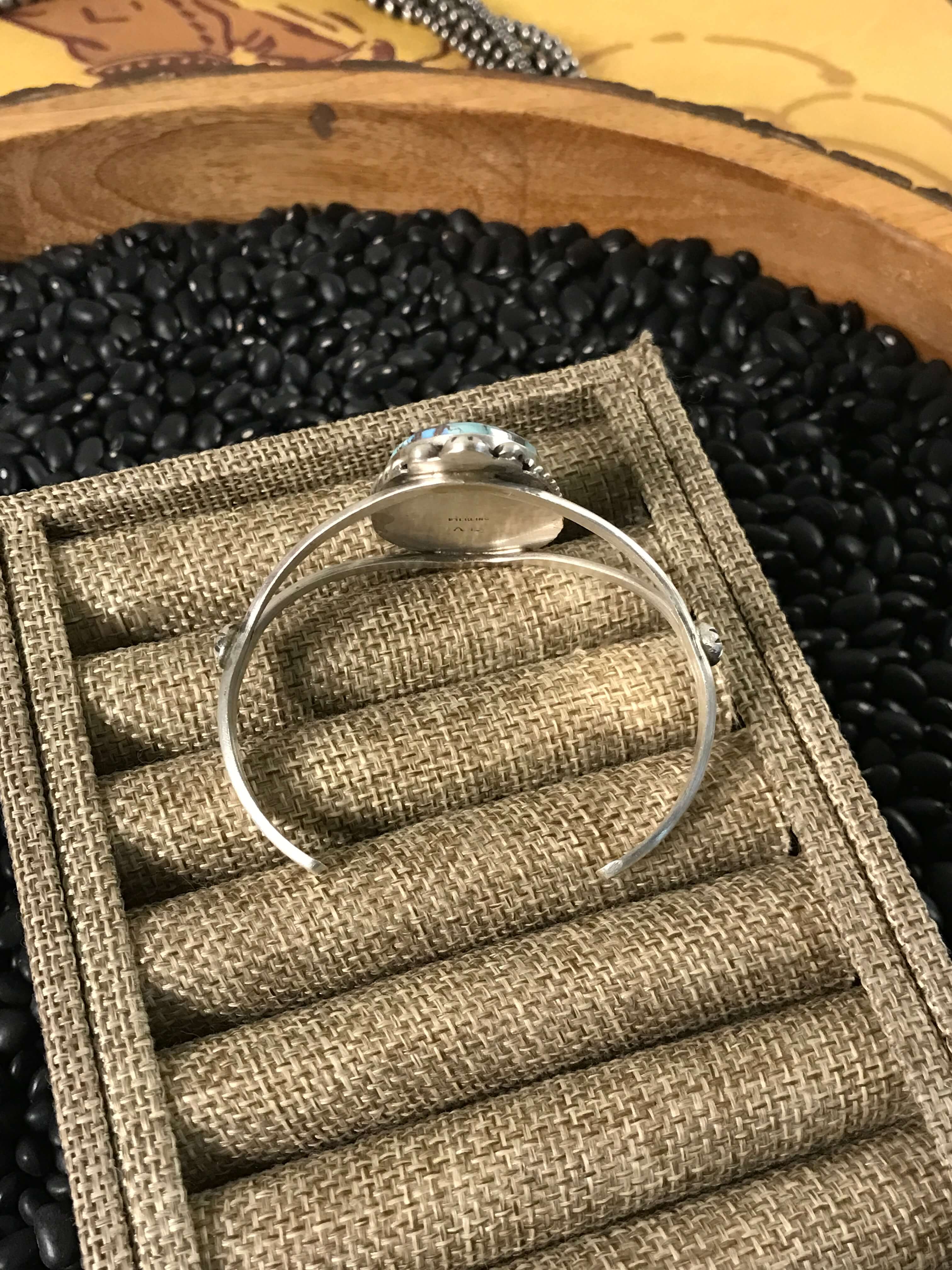 The Winifred Turquoise Cuff, 1-Bracelets & Cuffs-Calli Co., Turquoise and Silver Jewelry, Native American Handmade, Zuni Tribe, Navajo Tribe, Brock Texas