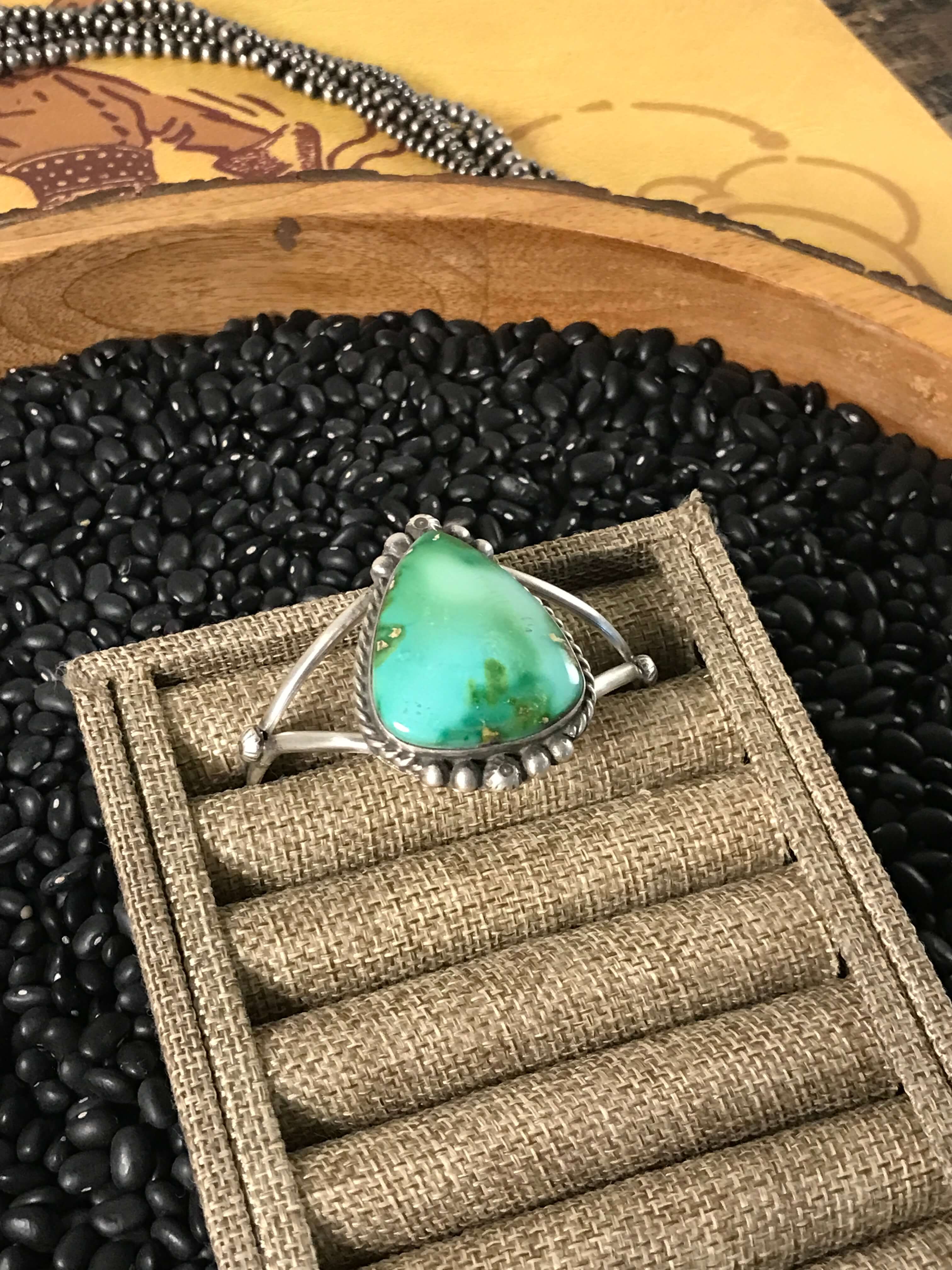 The Winifred Turquoise Cuff, 2-Bracelets & Cuffs-Calli Co., Turquoise and Silver Jewelry, Native American Handmade, Zuni Tribe, Navajo Tribe, Brock Texas