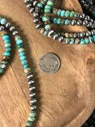 The Hudson Turquoise Necklace, 20"-Necklaces-Calli Co., Turquoise and Silver Jewelry, Native American Handmade, Zuni Tribe, Navajo Tribe, Brock Texas