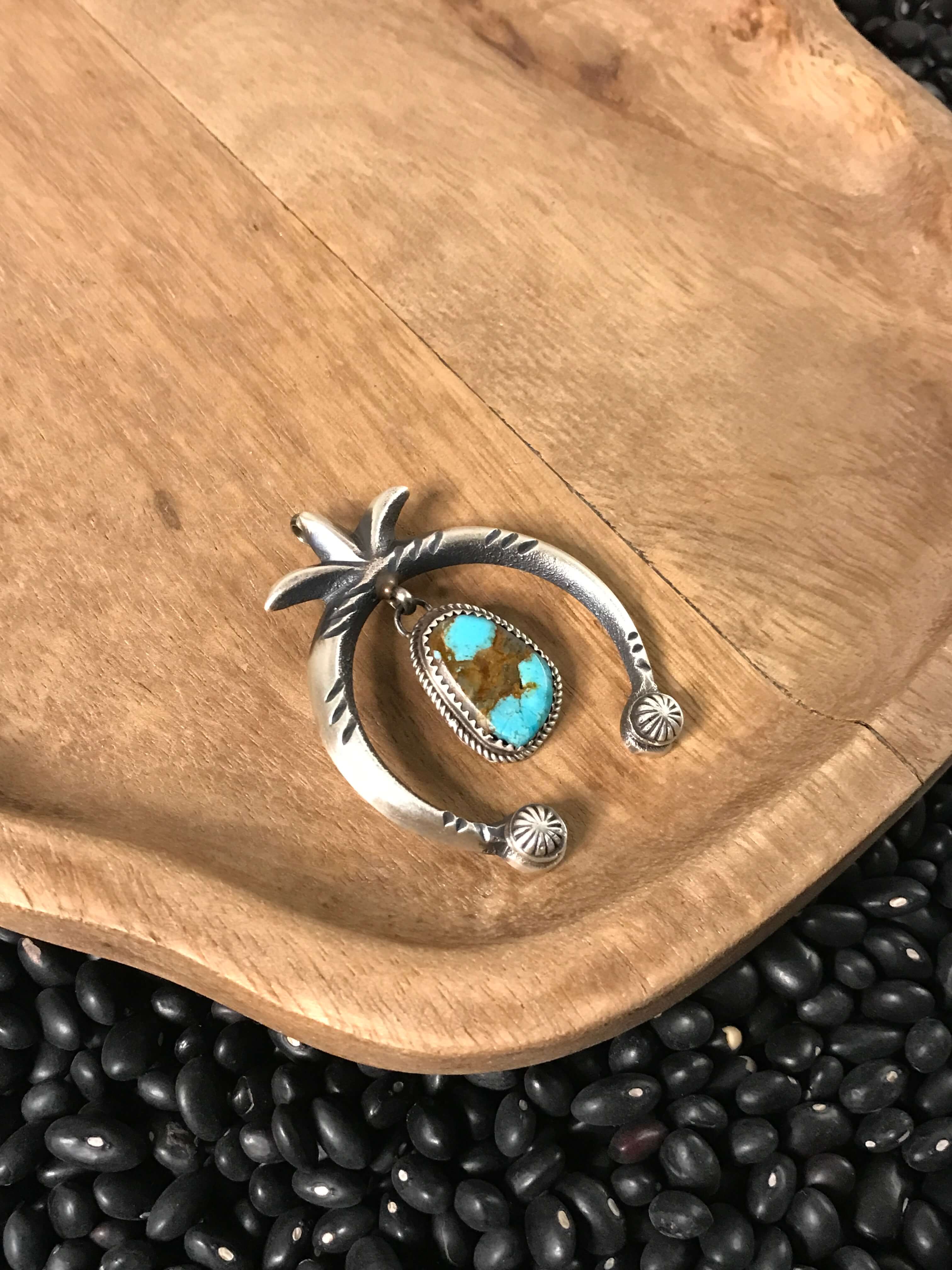 The Yavapai Naja Pendant, 2-Pendants-Calli Co., Turquoise and Silver Jewelry, Native American Handmade, Zuni Tribe, Navajo Tribe, Brock Texas