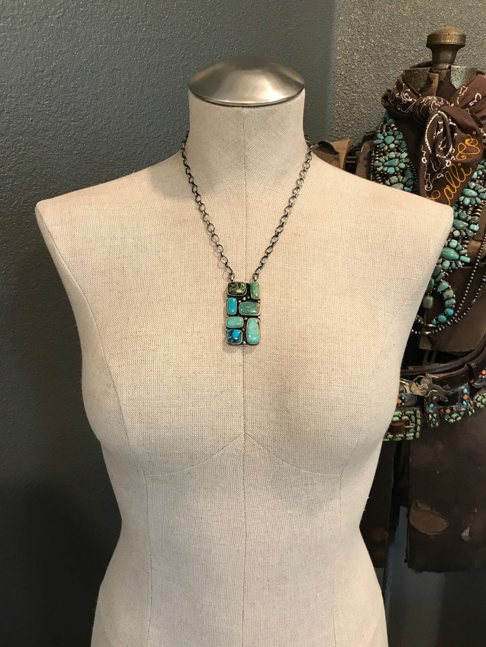 The Picasso Necklace, 1-Necklaces-Calli Co., Turquoise and Silver Jewelry, Native American Handmade, Zuni Tribe, Navajo Tribe, Brock Texas