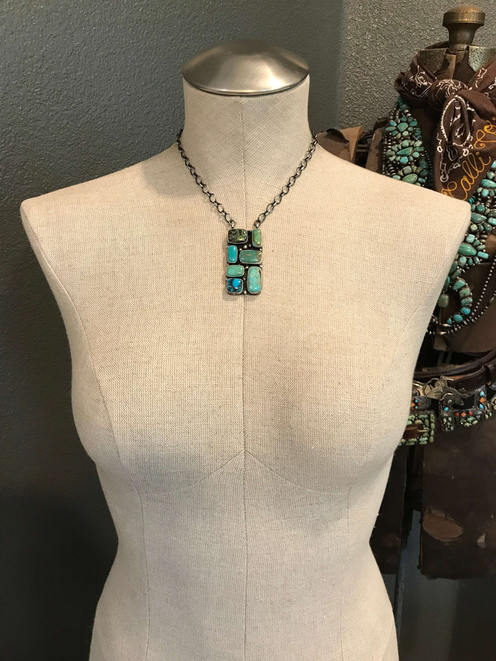 The Picasso Necklace, 1-Necklaces-Calli Co., Turquoise and Silver Jewelry, Native American Handmade, Zuni Tribe, Navajo Tribe, Brock Texas