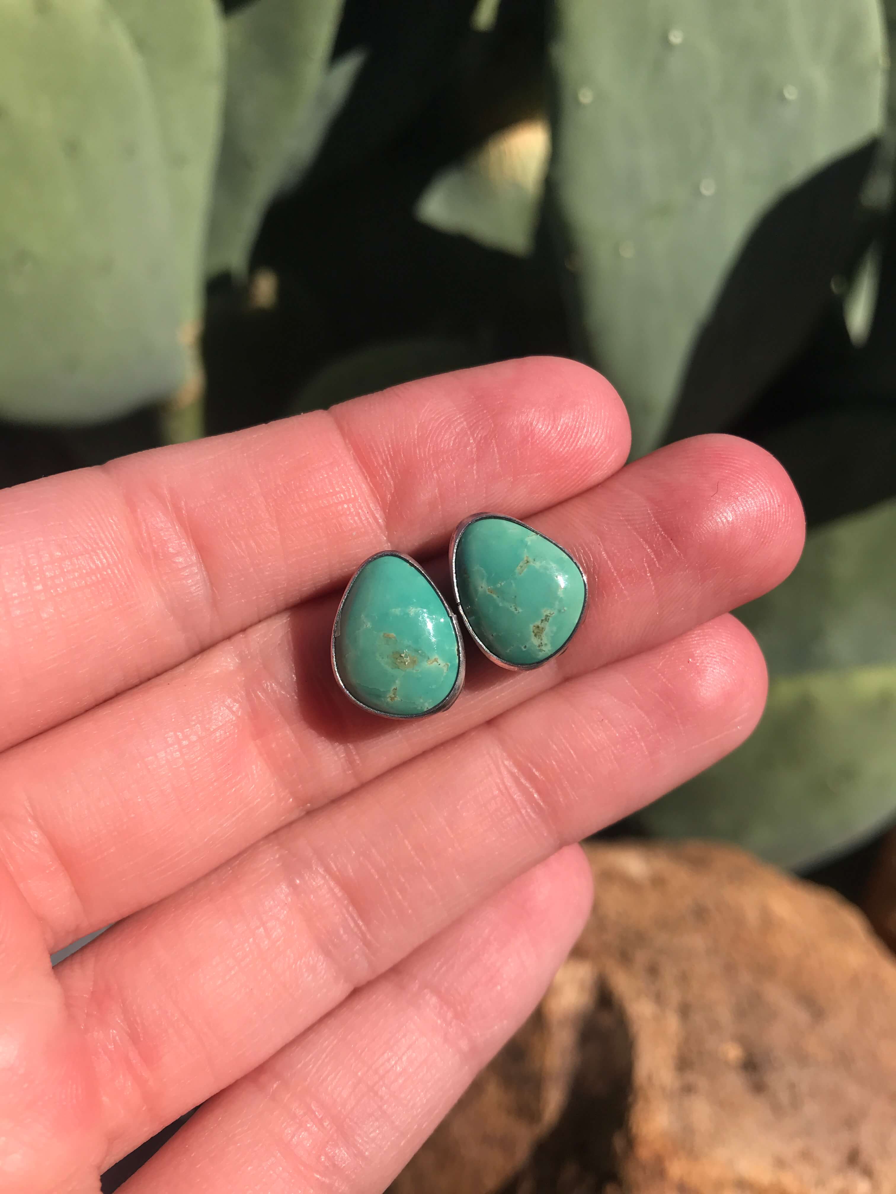 The Turquoise Studs, 170-Earrings-Calli Co., Turquoise and Silver Jewelry, Native American Handmade, Zuni Tribe, Navajo Tribe, Brock Texas