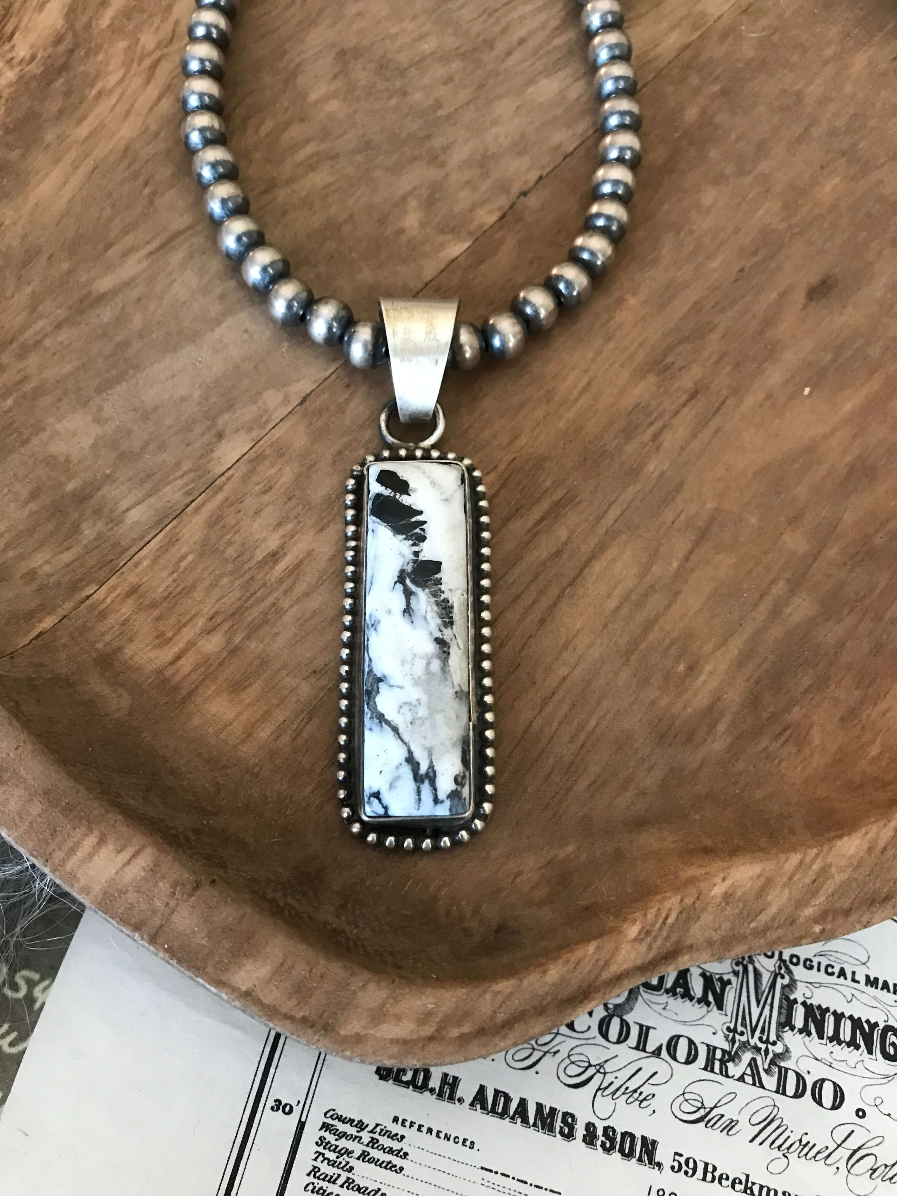 The Comobabi White Buffalo Pendant, 3-Pendants-Calli Co., Turquoise and Silver Jewelry, Native American Handmade, Zuni Tribe, Navajo Tribe, Brock Texas