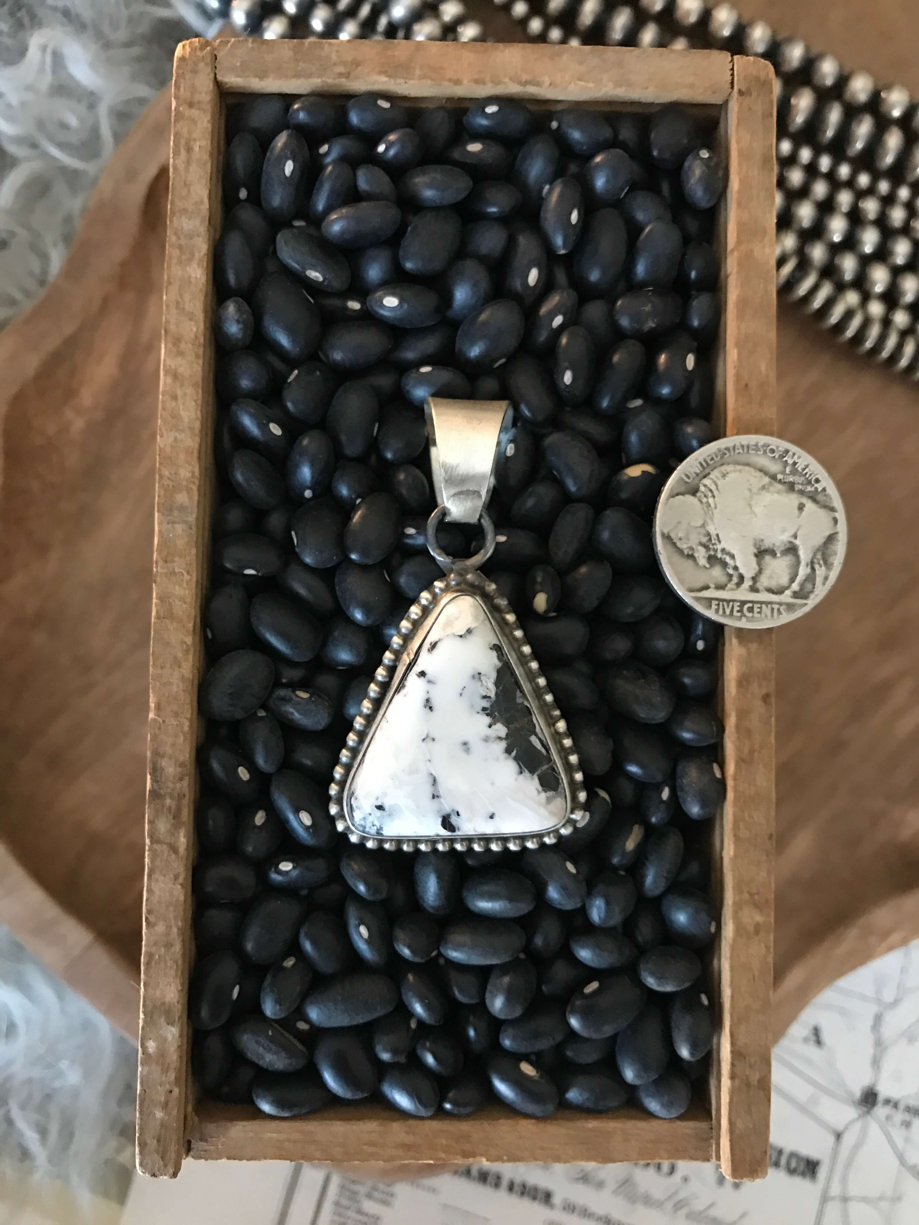 The Comobabi White Buffalo Pendant, 6-Pendants-Calli Co., Turquoise and Silver Jewelry, Native American Handmade, Zuni Tribe, Navajo Tribe, Brock Texas