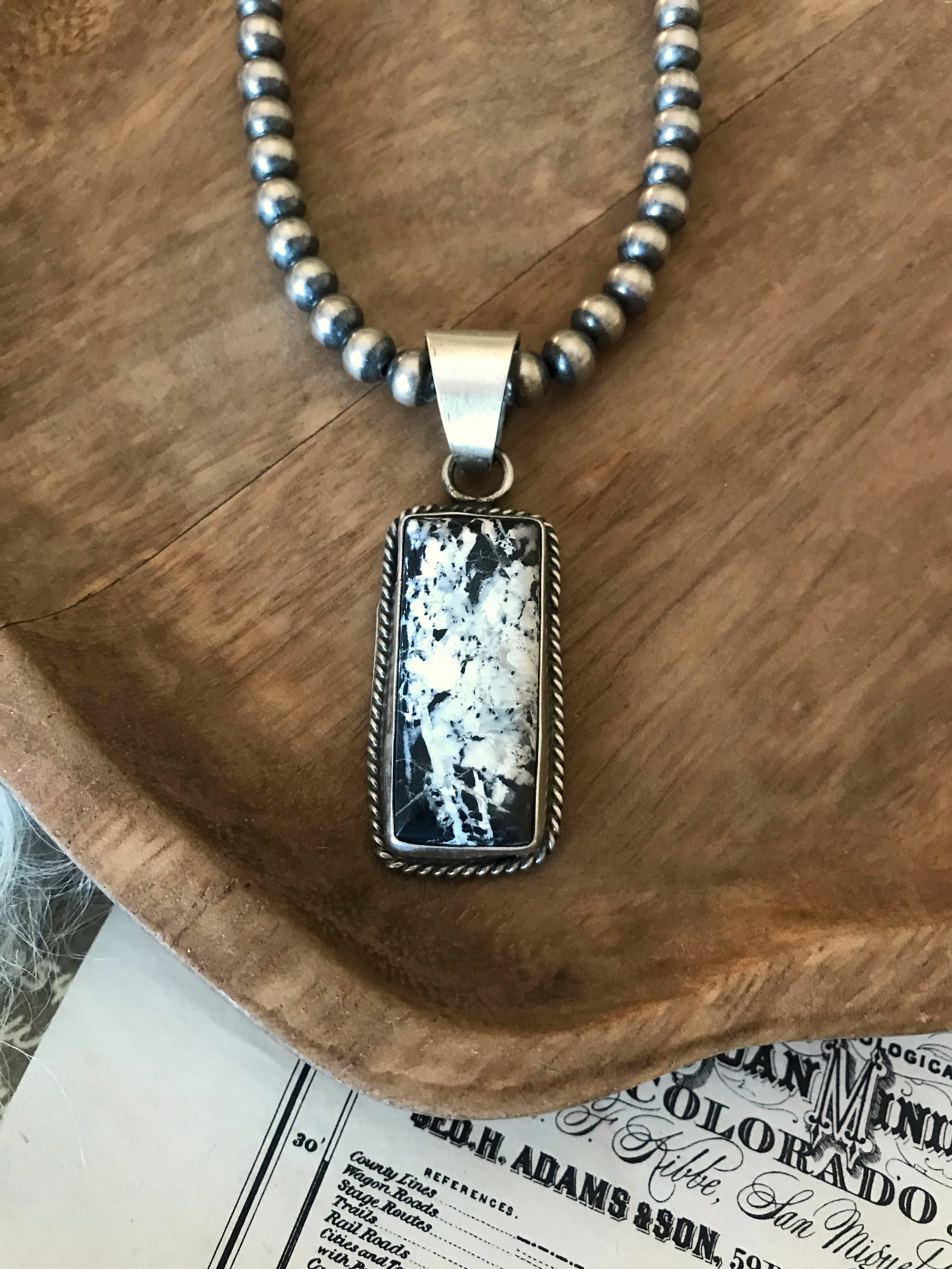 The Comobabi White Buffalo Pendant, 7-Pendants-Calli Co., Turquoise and Silver Jewelry, Native American Handmade, Zuni Tribe, Navajo Tribe, Brock Texas