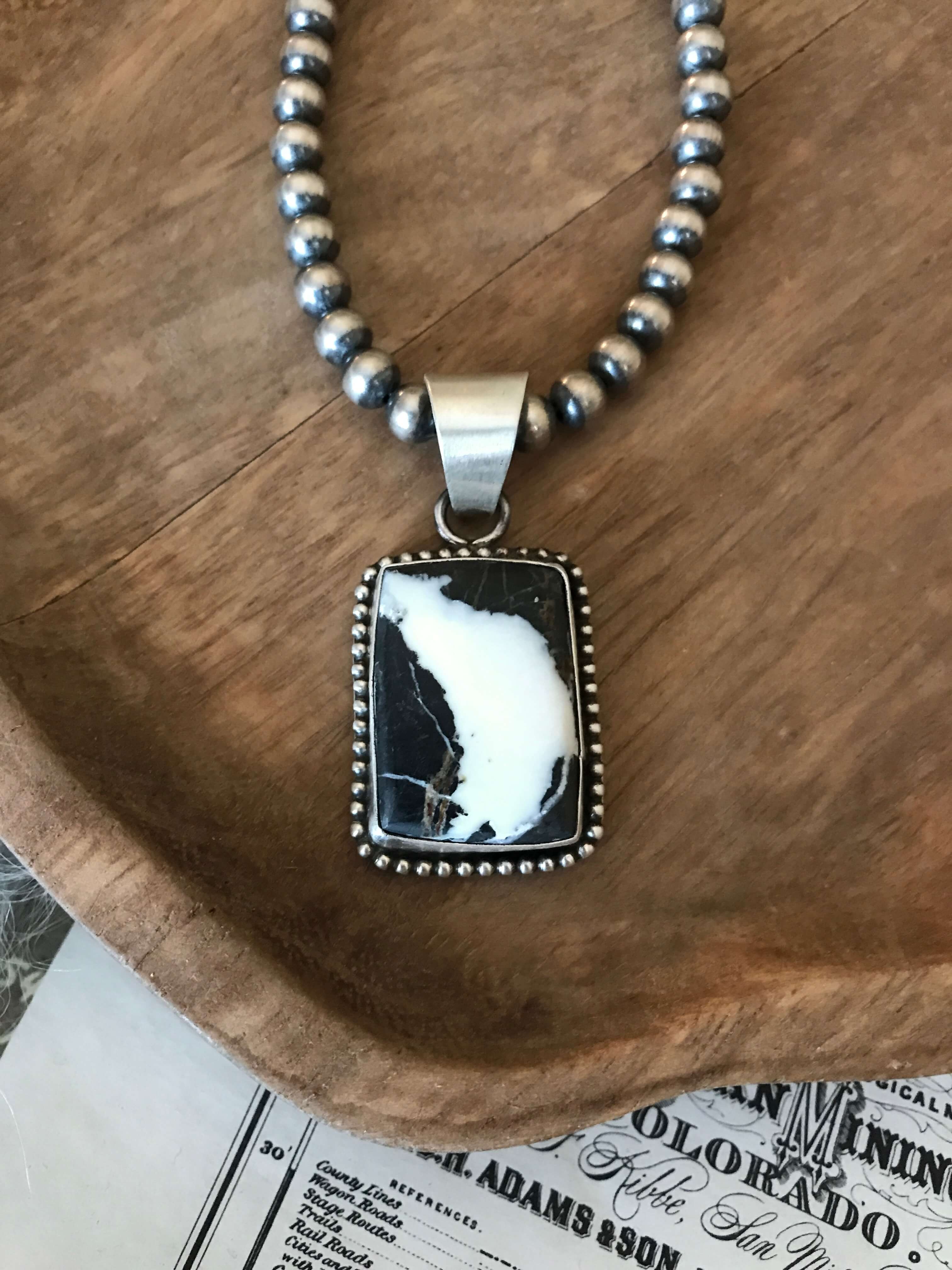 The Comobabi White Buffalo Pendant, 9-Pendants-Calli Co., Turquoise and Silver Jewelry, Native American Handmade, Zuni Tribe, Navajo Tribe, Brock Texas