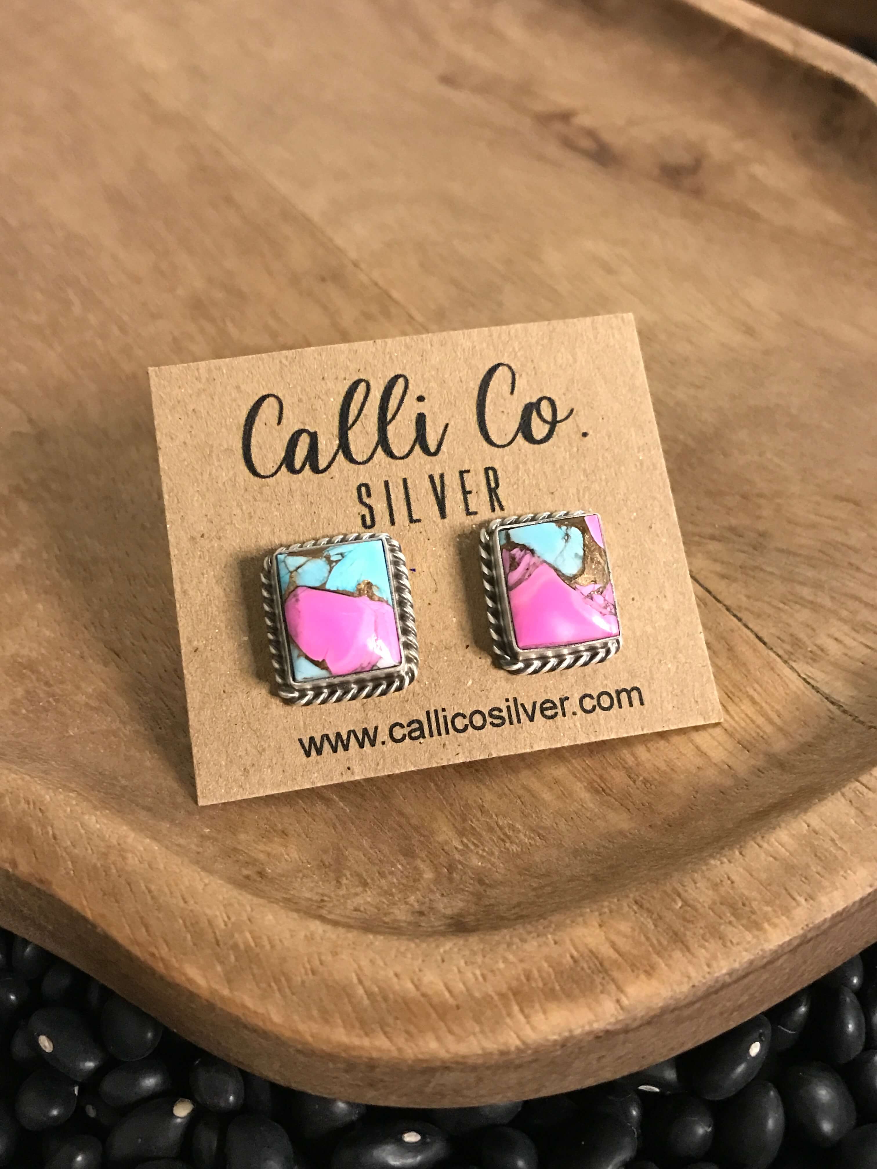 The Cotton Candy Studs, 1-Earrings-Calli Co., Turquoise and Silver Jewelry, Native American Handmade, Zuni Tribe, Navajo Tribe, Brock Texas