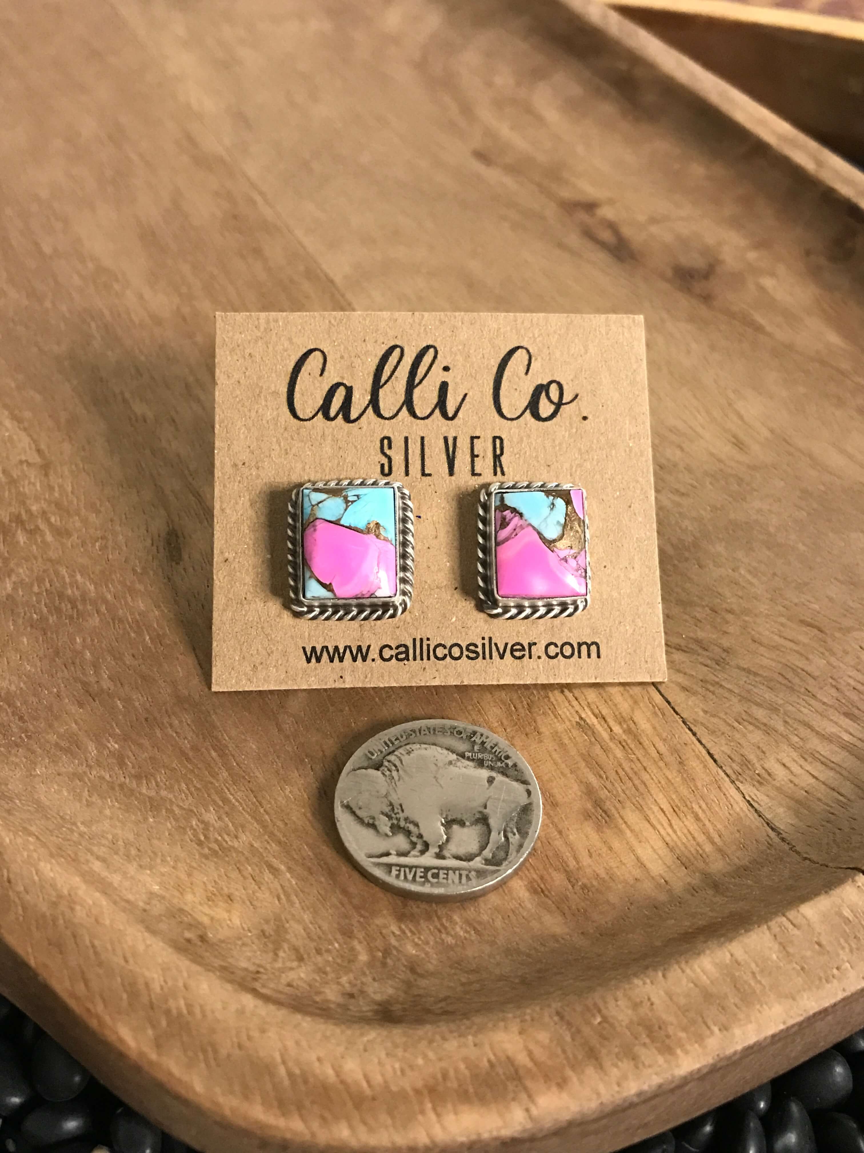 The Cotton Candy Studs, 1-Earrings-Calli Co., Turquoise and Silver Jewelry, Native American Handmade, Zuni Tribe, Navajo Tribe, Brock Texas