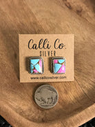 The Cotton Candy Studs, 2-Earrings-Calli Co., Turquoise and Silver Jewelry, Native American Handmade, Zuni Tribe, Navajo Tribe, Brock Texas