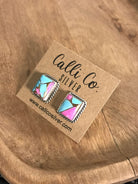 The Cotton Candy Studs, 2-Earrings-Calli Co., Turquoise and Silver Jewelry, Native American Handmade, Zuni Tribe, Navajo Tribe, Brock Texas