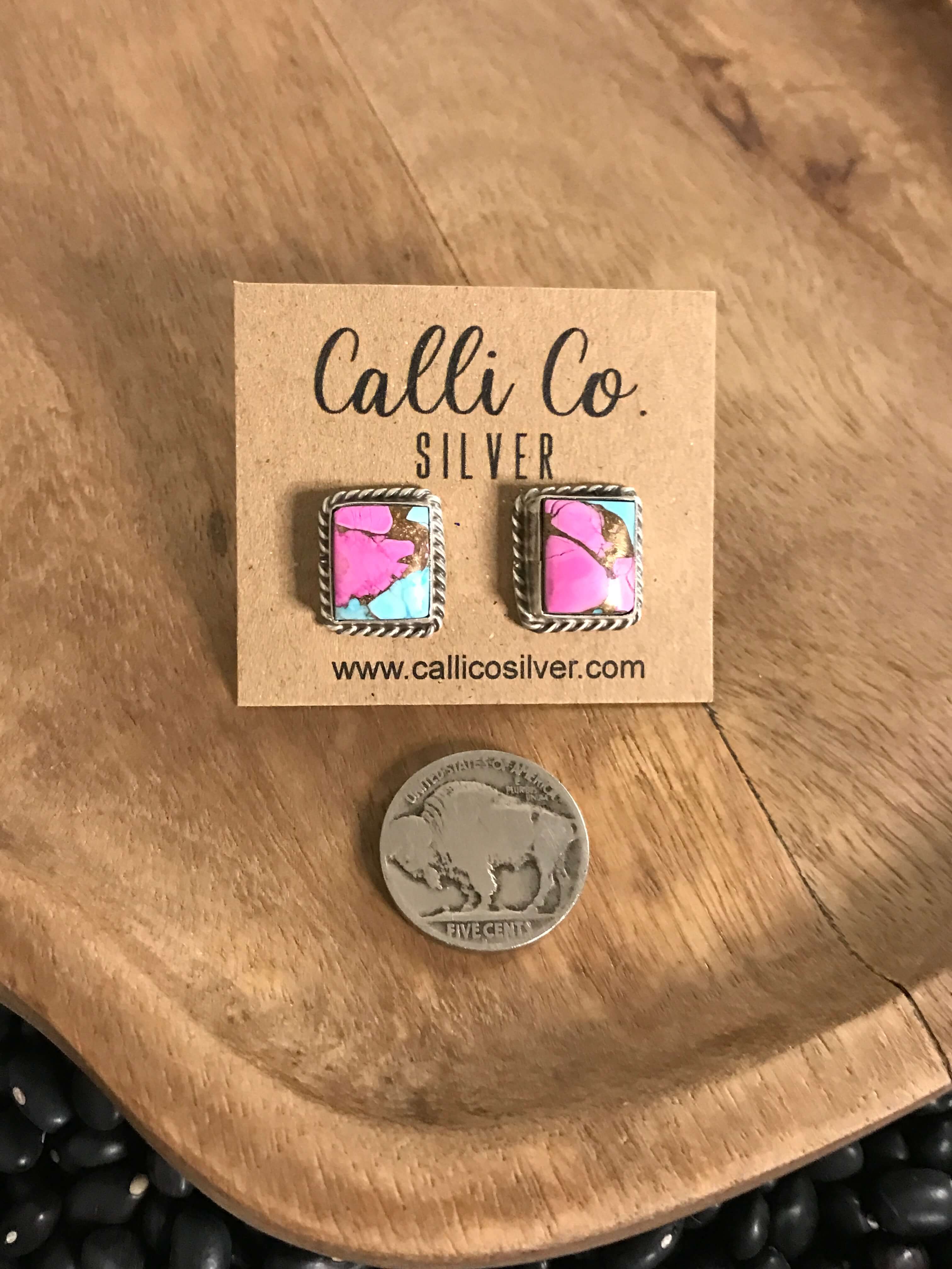 The Cotton Candy Studs, 4-Earrings-Calli Co., Turquoise and Silver Jewelry, Native American Handmade, Zuni Tribe, Navajo Tribe, Brock Texas