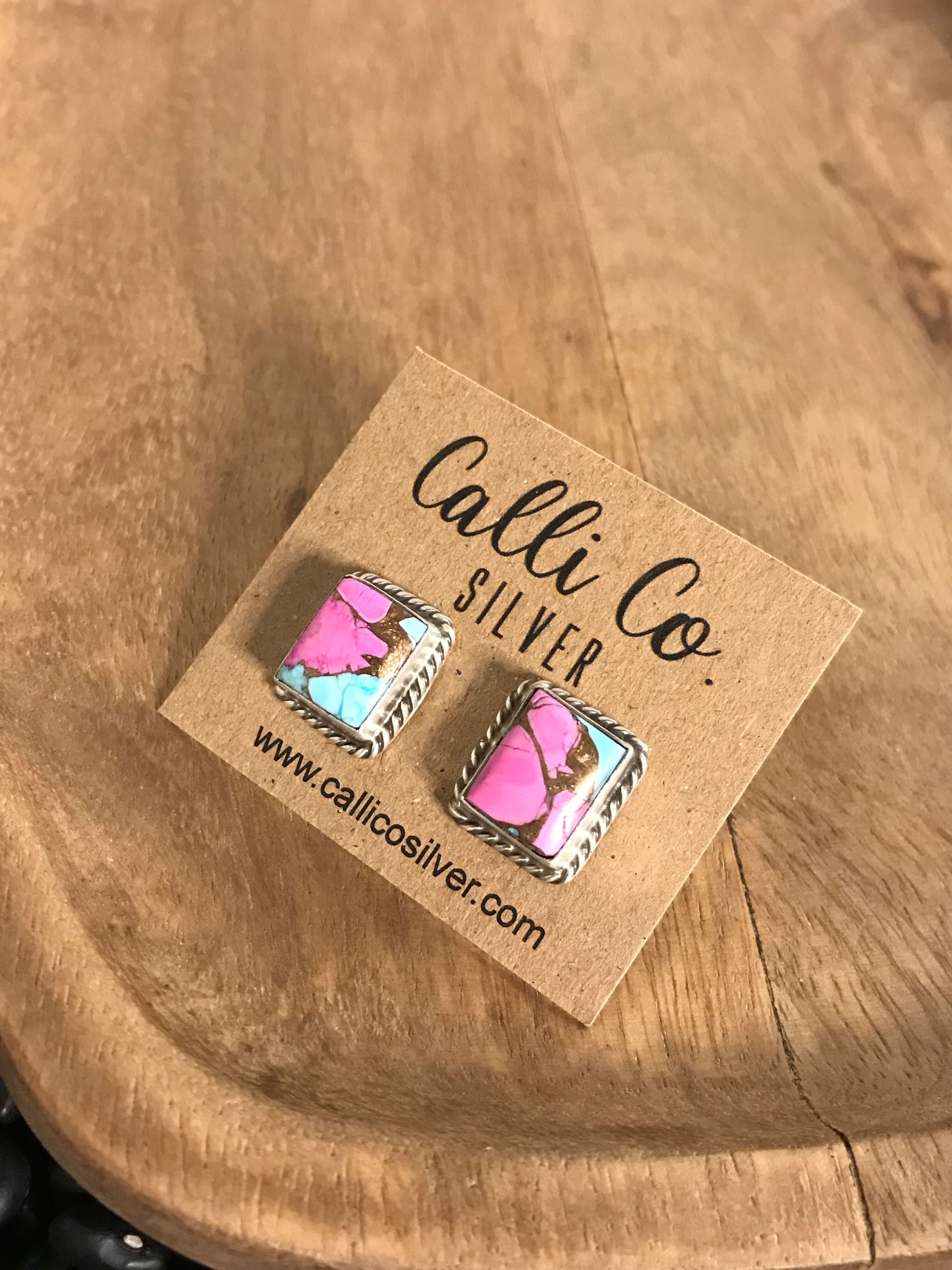 The Cotton Candy Studs, 4-Earrings-Calli Co., Turquoise and Silver Jewelry, Native American Handmade, Zuni Tribe, Navajo Tribe, Brock Texas