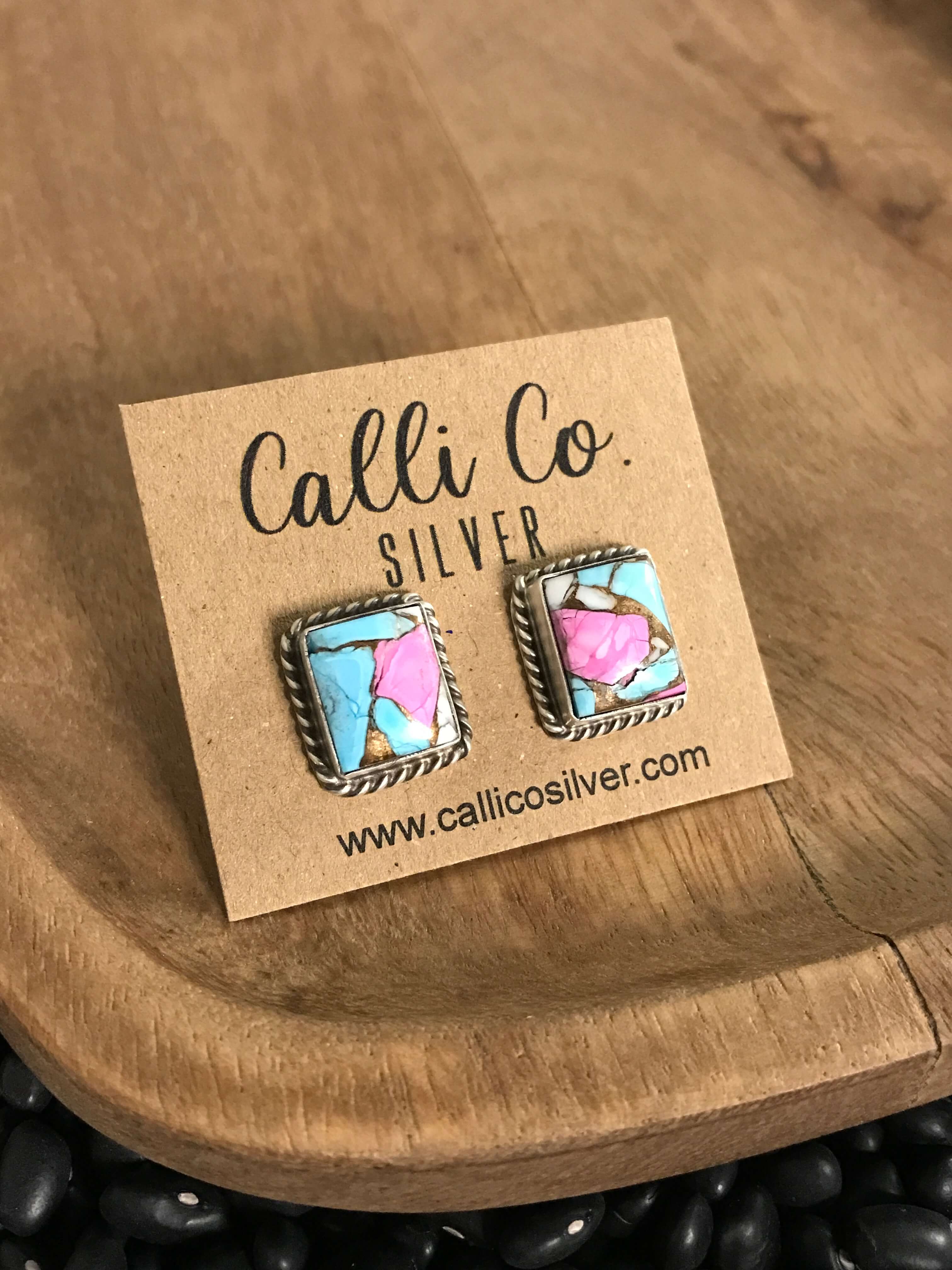The Cotton Candy Studs, 5-Earrings-Calli Co., Turquoise and Silver Jewelry, Native American Handmade, Zuni Tribe, Navajo Tribe, Brock Texas