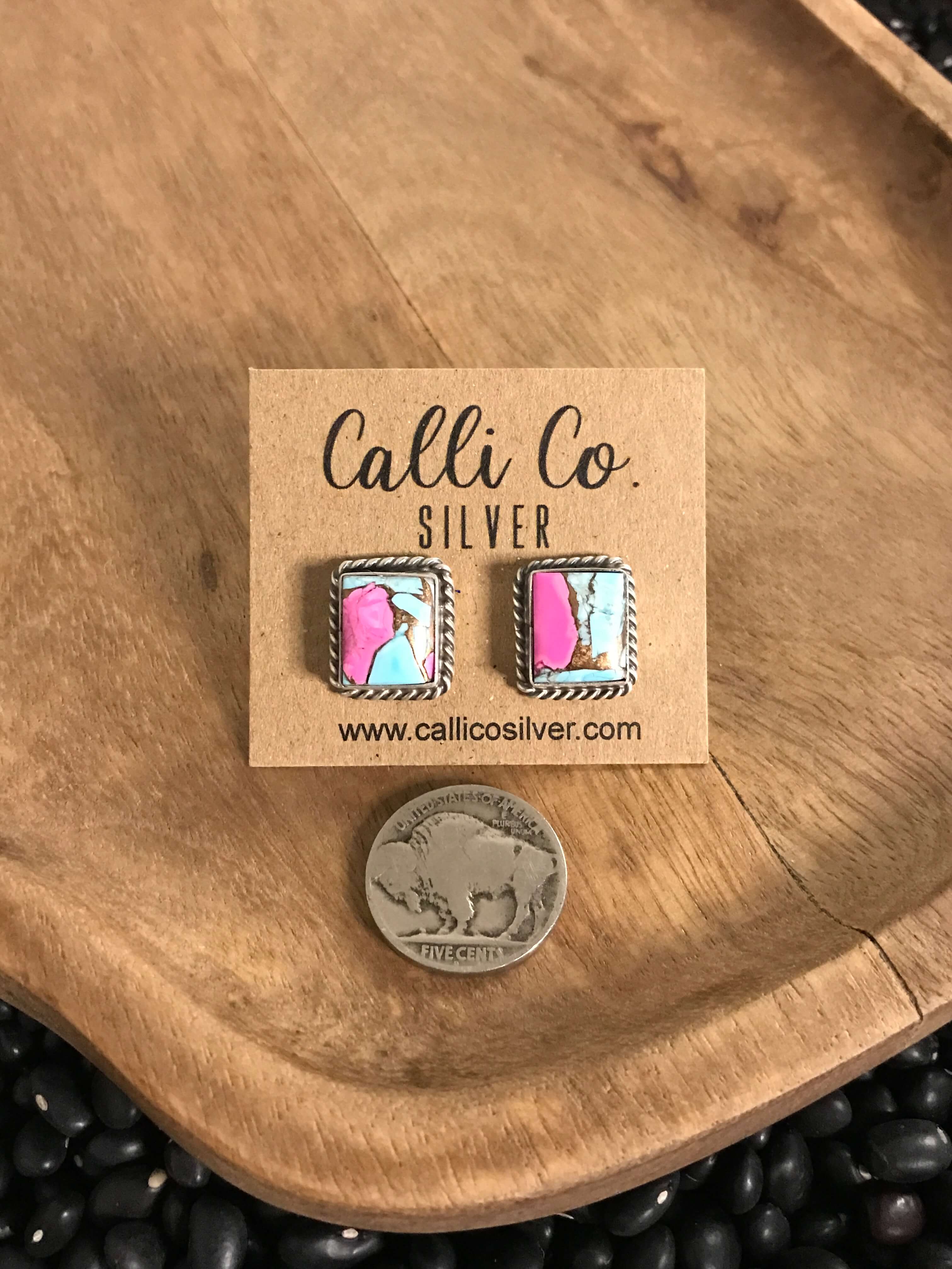 The Cotton Candy Studs, 6-Earrings-Calli Co., Turquoise and Silver Jewelry, Native American Handmade, Zuni Tribe, Navajo Tribe, Brock Texas