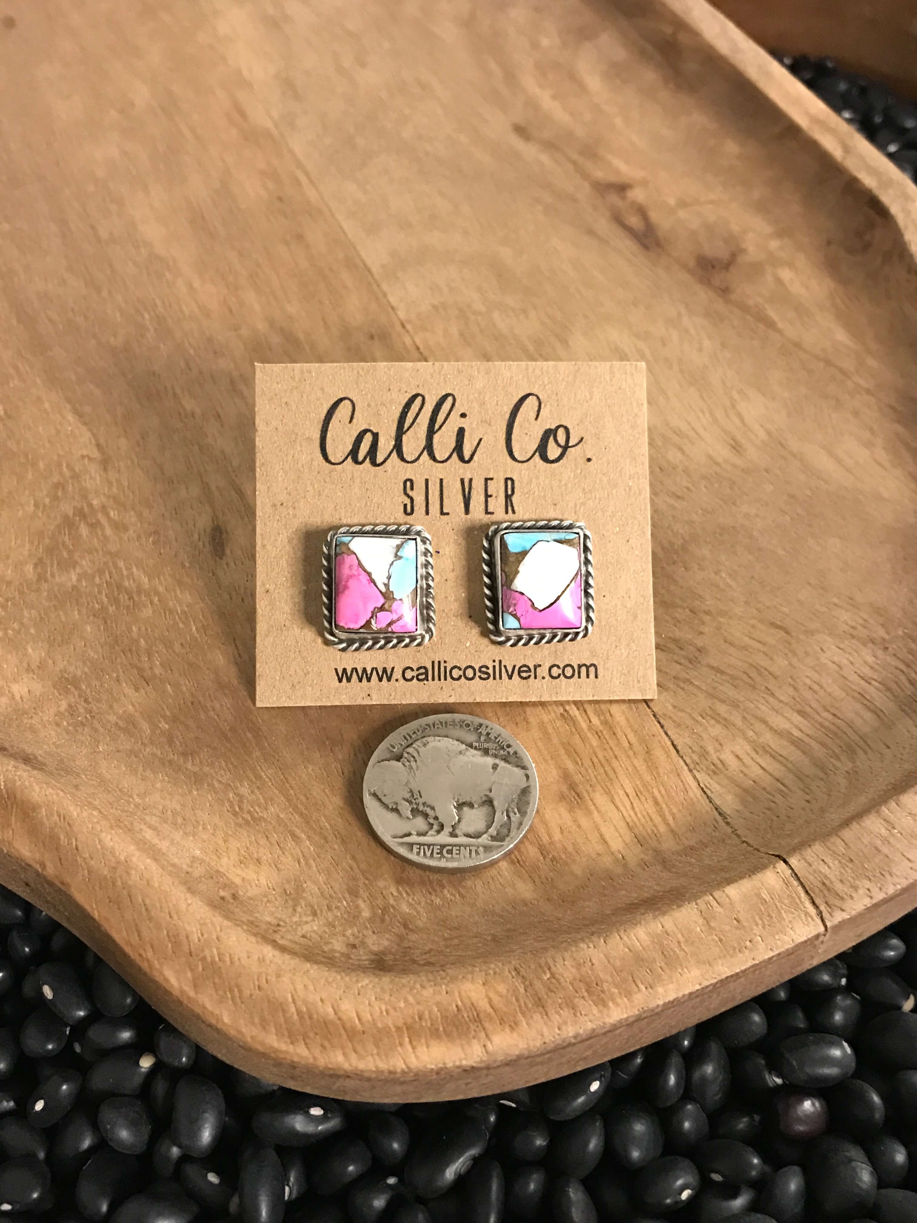 The Cotton Candy Studs, 7-Earrings-Calli Co., Turquoise and Silver Jewelry, Native American Handmade, Zuni Tribe, Navajo Tribe, Brock Texas