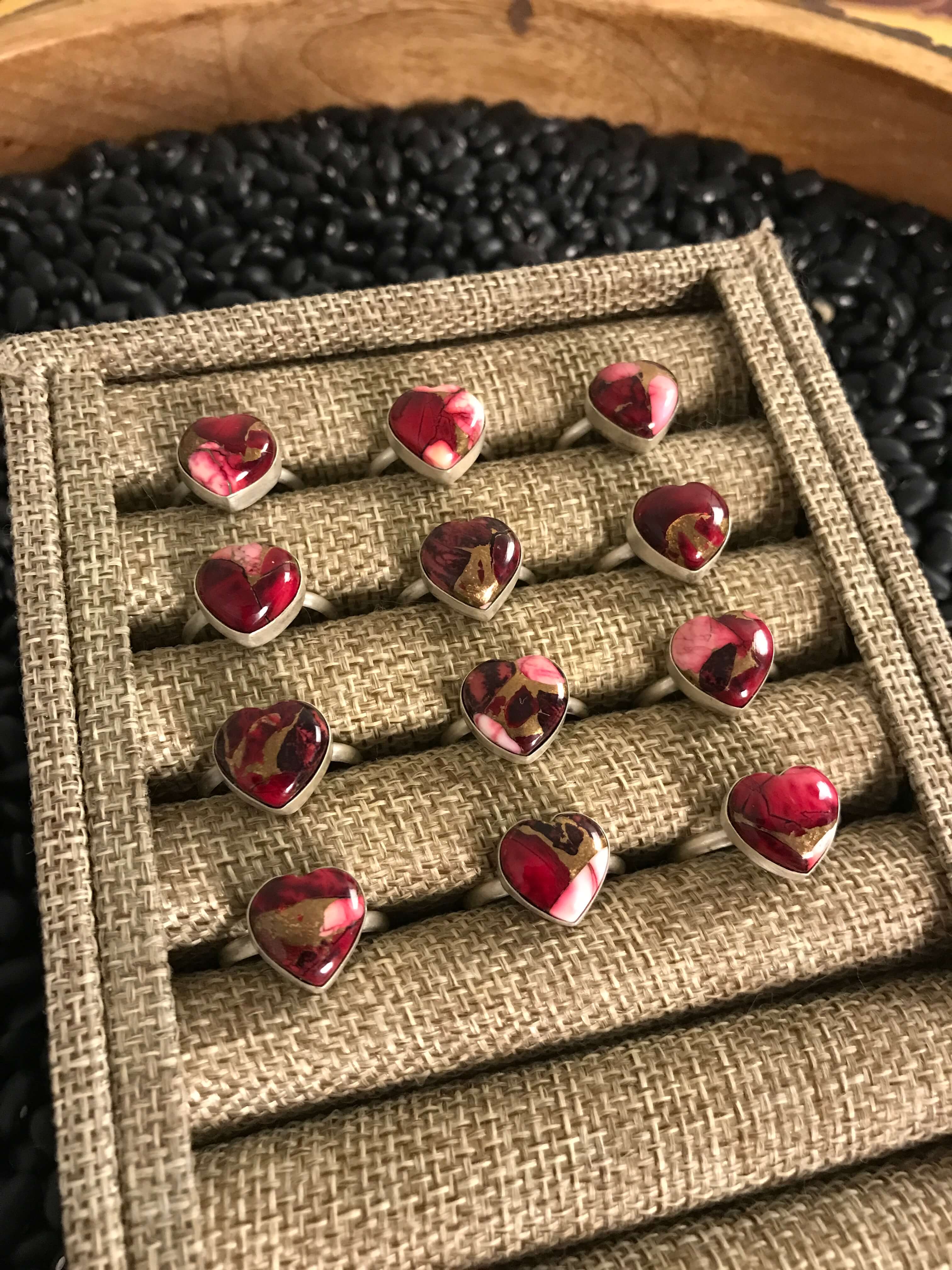 The Astoria Heart Rings-Rings-Calli Co., Turquoise and Silver Jewelry, Native American Handmade, Zuni Tribe, Navajo Tribe, Brock Texas