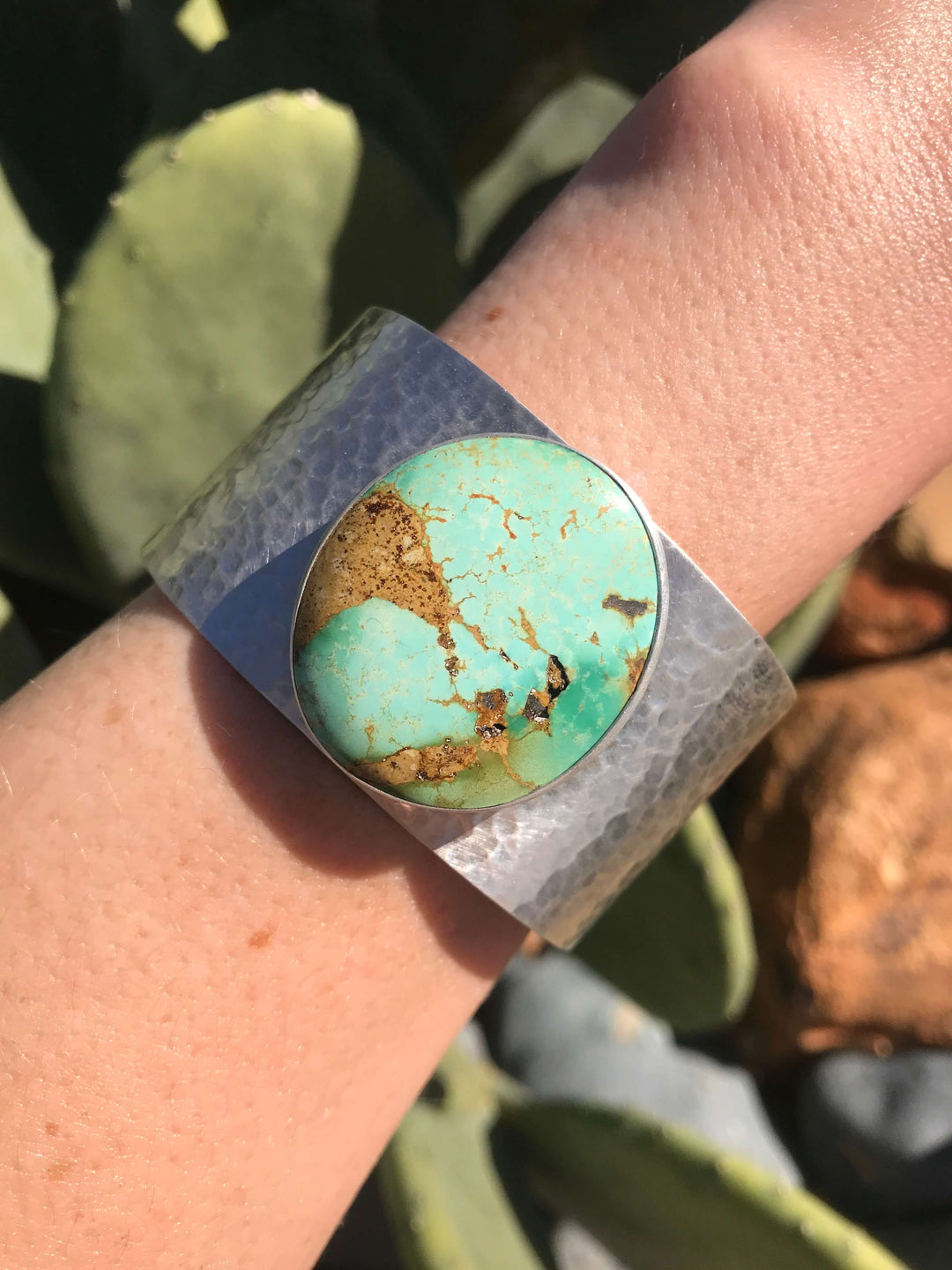 The Belle River Royston Turquoise Cuff, 2-Bracelets & Cuffs-Calli Co., Turquoise and Silver Jewelry, Native American Handmade, Zuni Tribe, Navajo Tribe, Brock Texas