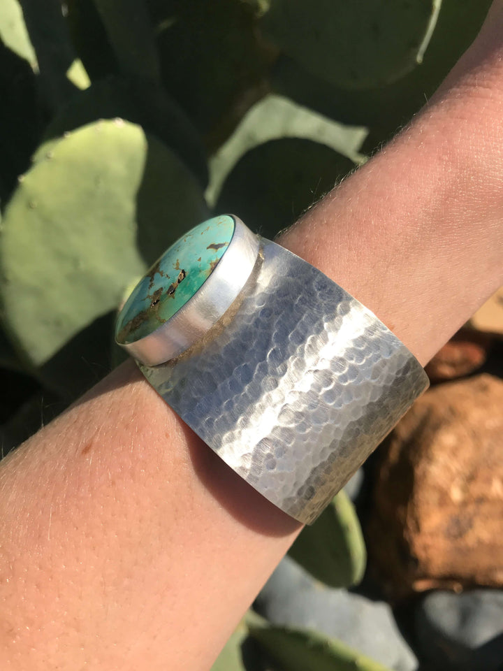 The Belle River Royston Turquoise Cuff, 2-Bracelets & Cuffs-Calli Co., Turquoise and Silver Jewelry, Native American Handmade, Zuni Tribe, Navajo Tribe, Brock Texas