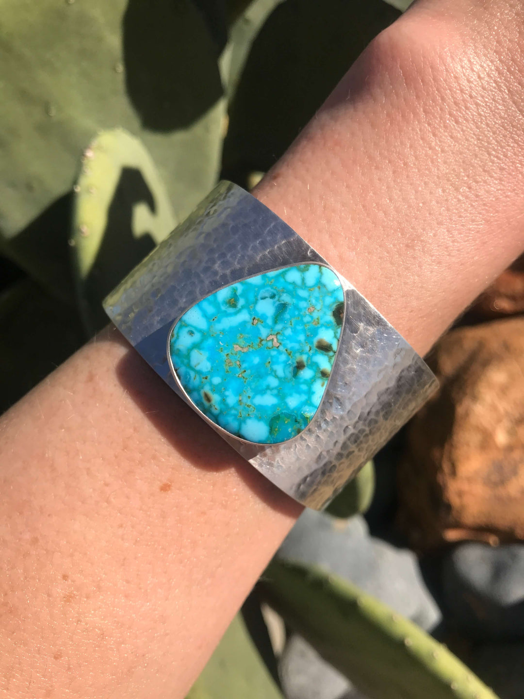 The Belle River Turquoise Cuff, 3-Bracelets & Cuffs-Calli Co., Turquoise and Silver Jewelry, Native American Handmade, Zuni Tribe, Navajo Tribe, Brock Texas