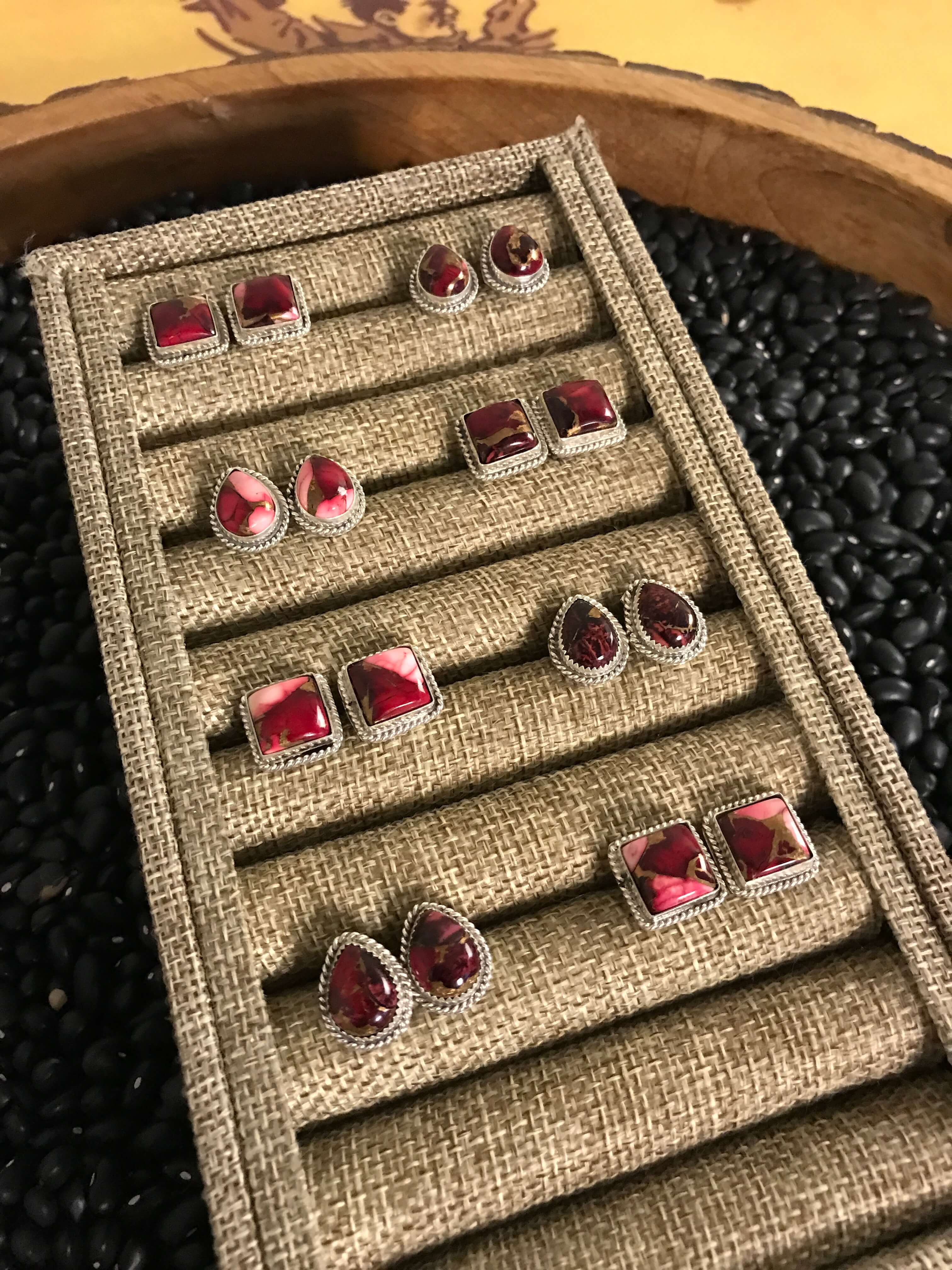 The Clancy Studs-Earrings-Calli Co., Turquoise and Silver Jewelry, Native American Handmade, Zuni Tribe, Navajo Tribe, Brock Texas