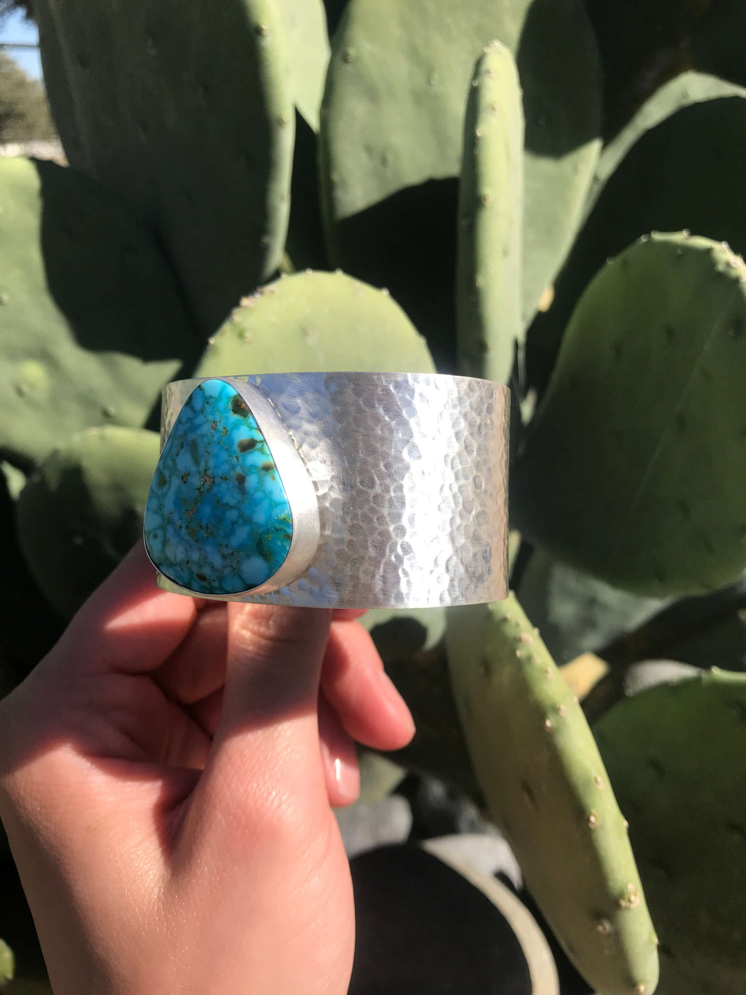 The Belle River Turquoise Cuff, 3-Bracelets & Cuffs-Calli Co., Turquoise and Silver Jewelry, Native American Handmade, Zuni Tribe, Navajo Tribe, Brock Texas