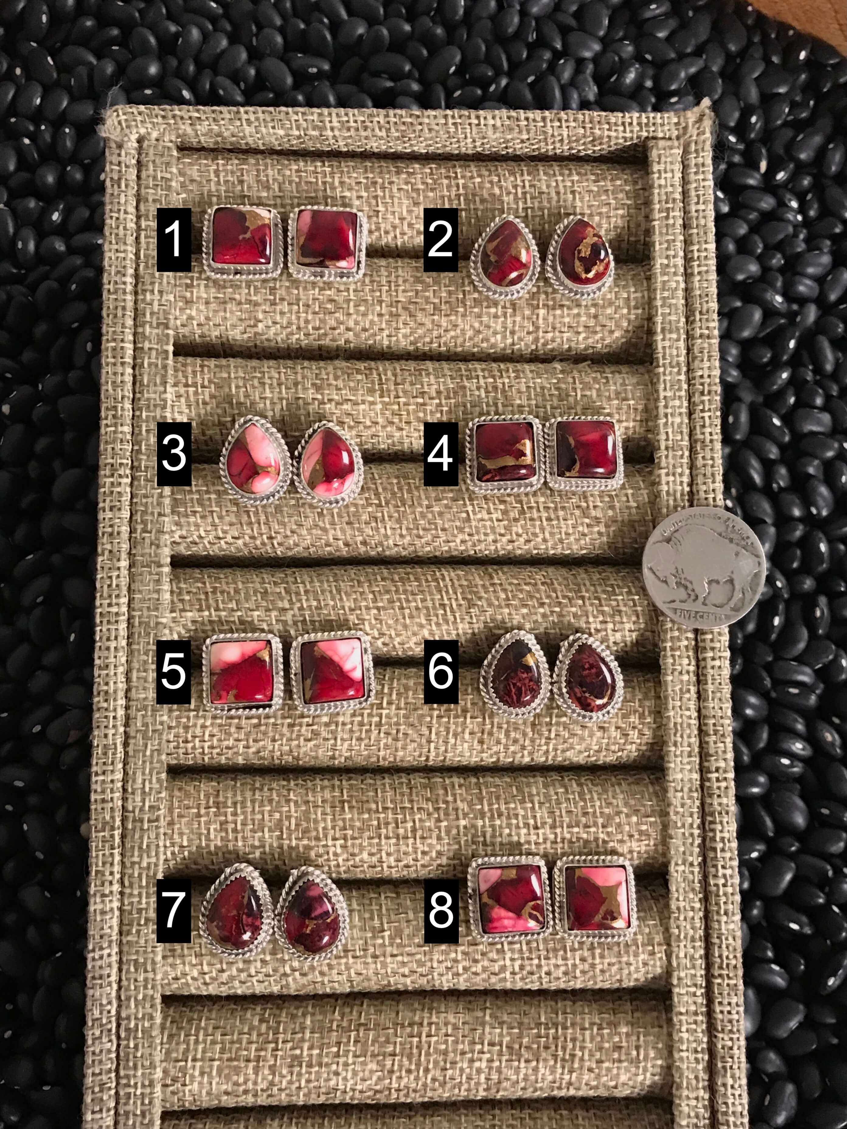 The Clancy Studs-Earrings-Calli Co., Turquoise and Silver Jewelry, Native American Handmade, Zuni Tribe, Navajo Tribe, Brock Texas