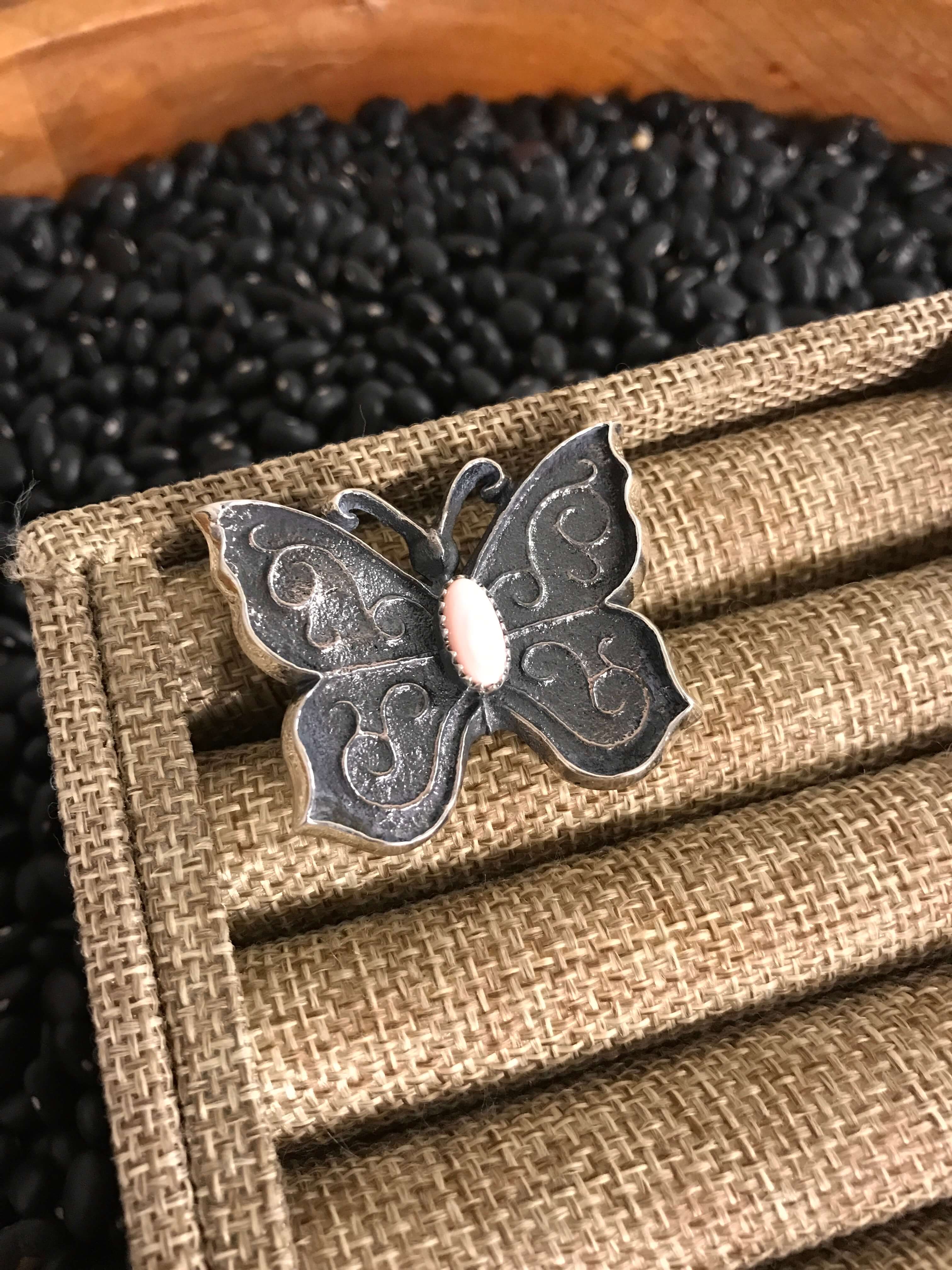 The Silverjack Butterfly Adjustable Ring-Rings-Calli Co., Turquoise and Silver Jewelry, Native American Handmade, Zuni Tribe, Navajo Tribe, Brock Texas