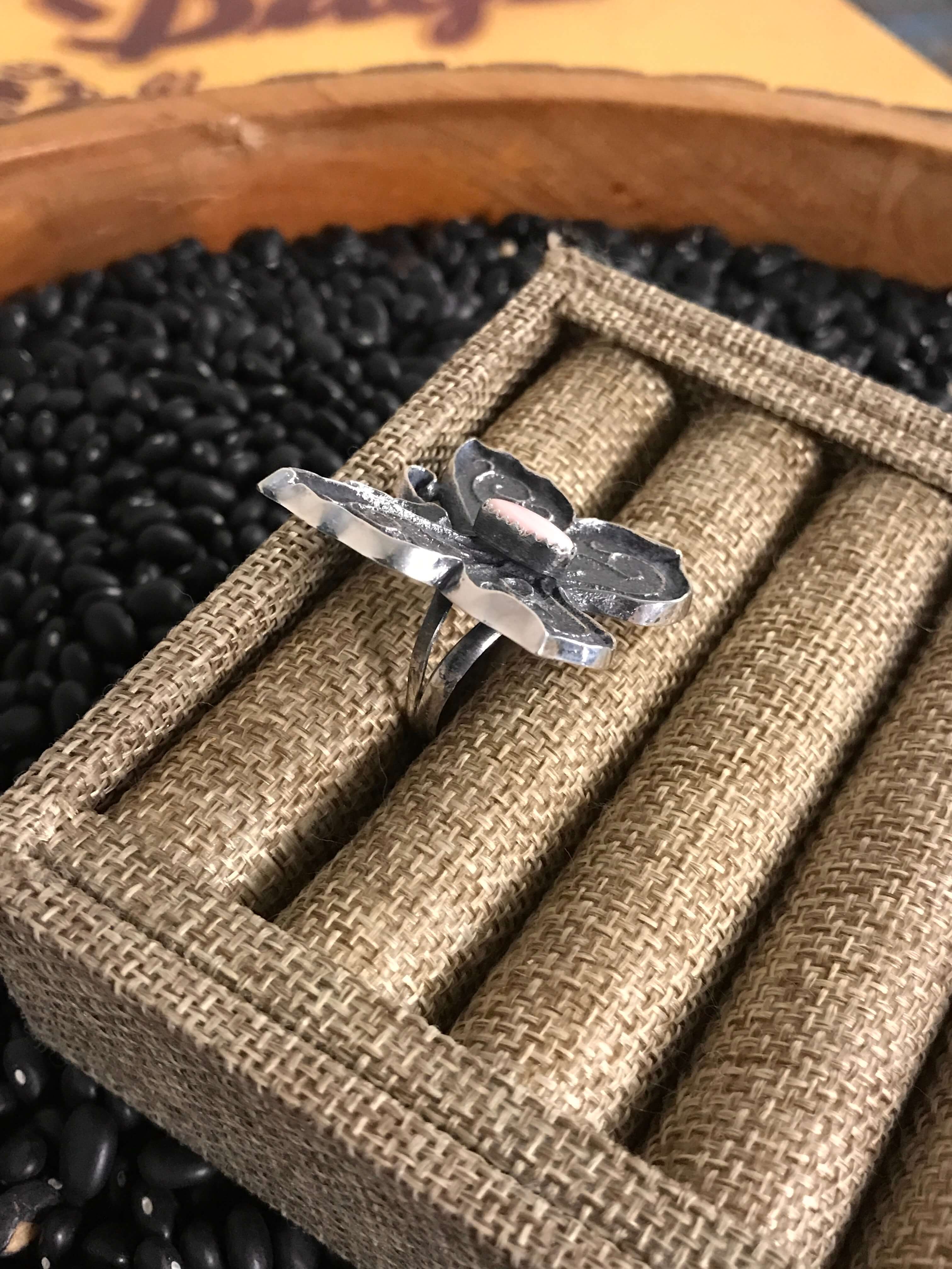 The Silverjack Butterfly Adjustable Ring-Rings-Calli Co., Turquoise and Silver Jewelry, Native American Handmade, Zuni Tribe, Navajo Tribe, Brock Texas