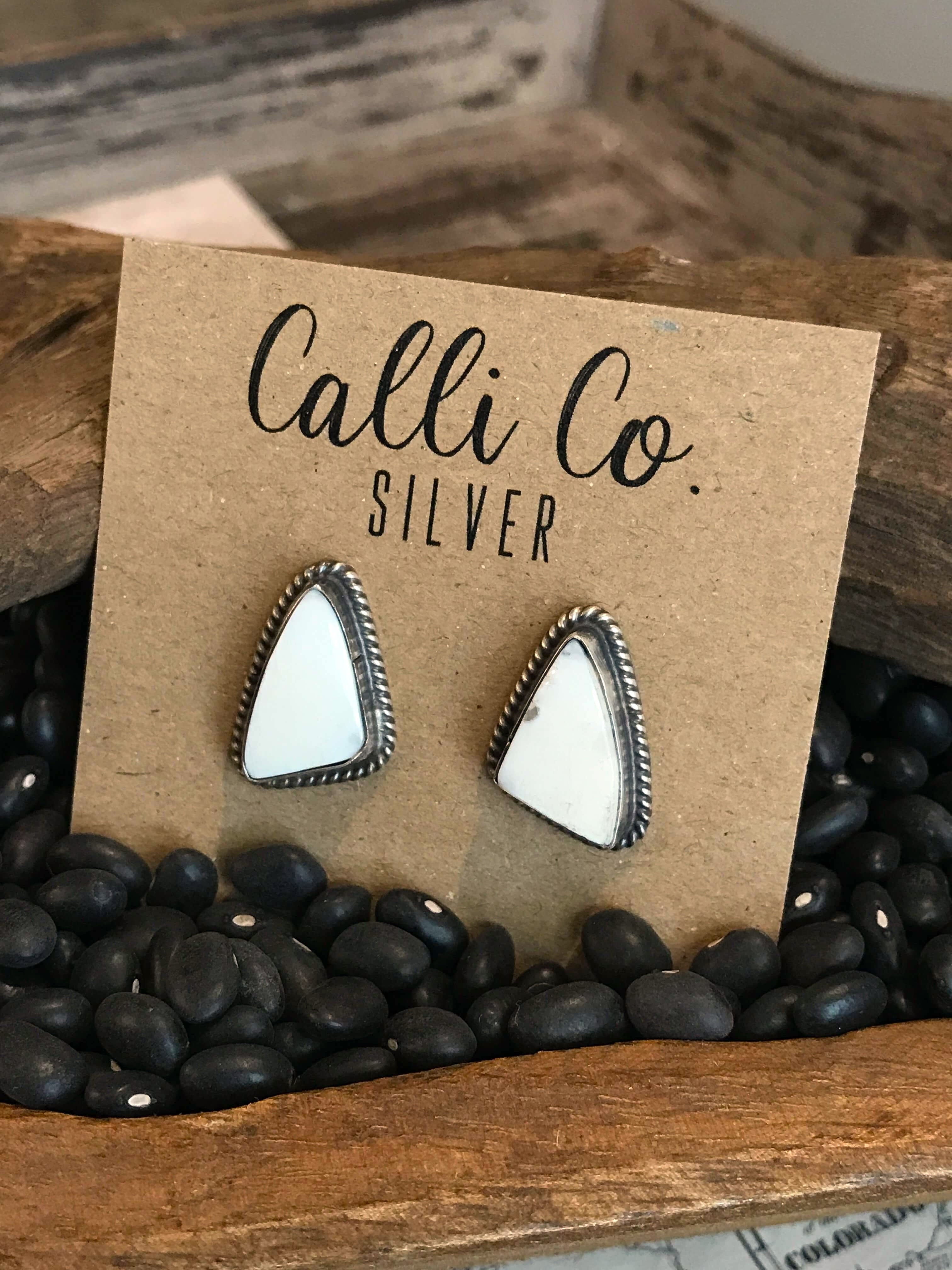 The Favorite Studs, 34-Earrings-Calli Co., Turquoise and Silver Jewelry, Native American Handmade, Zuni Tribe, Navajo Tribe, Brock Texas