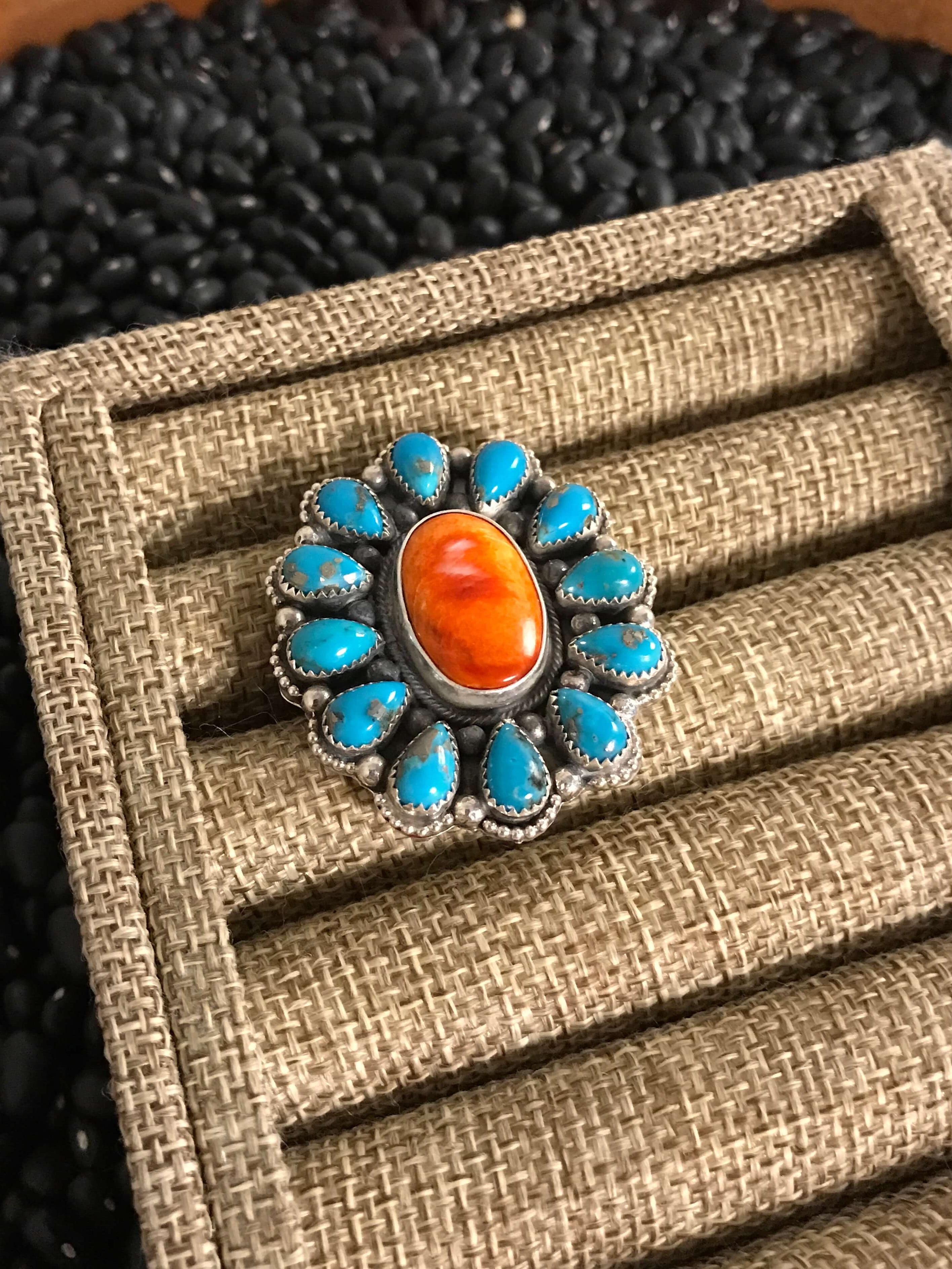 The Honnet Adjustable Ring-Rings-Calli Co., Turquoise and Silver Jewelry, Native American Handmade, Zuni Tribe, Navajo Tribe, Brock Texas