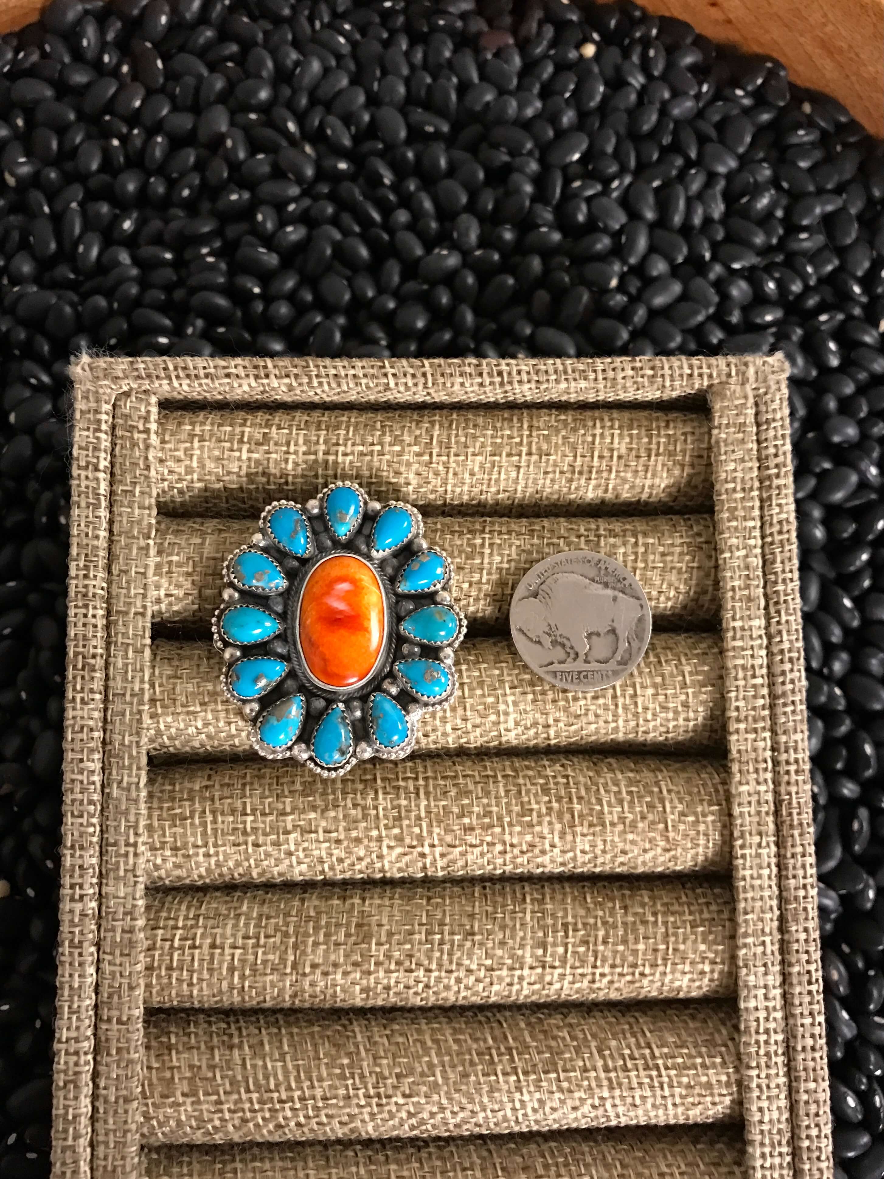 The Honnet Adjustable Ring-Rings-Calli Co., Turquoise and Silver Jewelry, Native American Handmade, Zuni Tribe, Navajo Tribe, Brock Texas