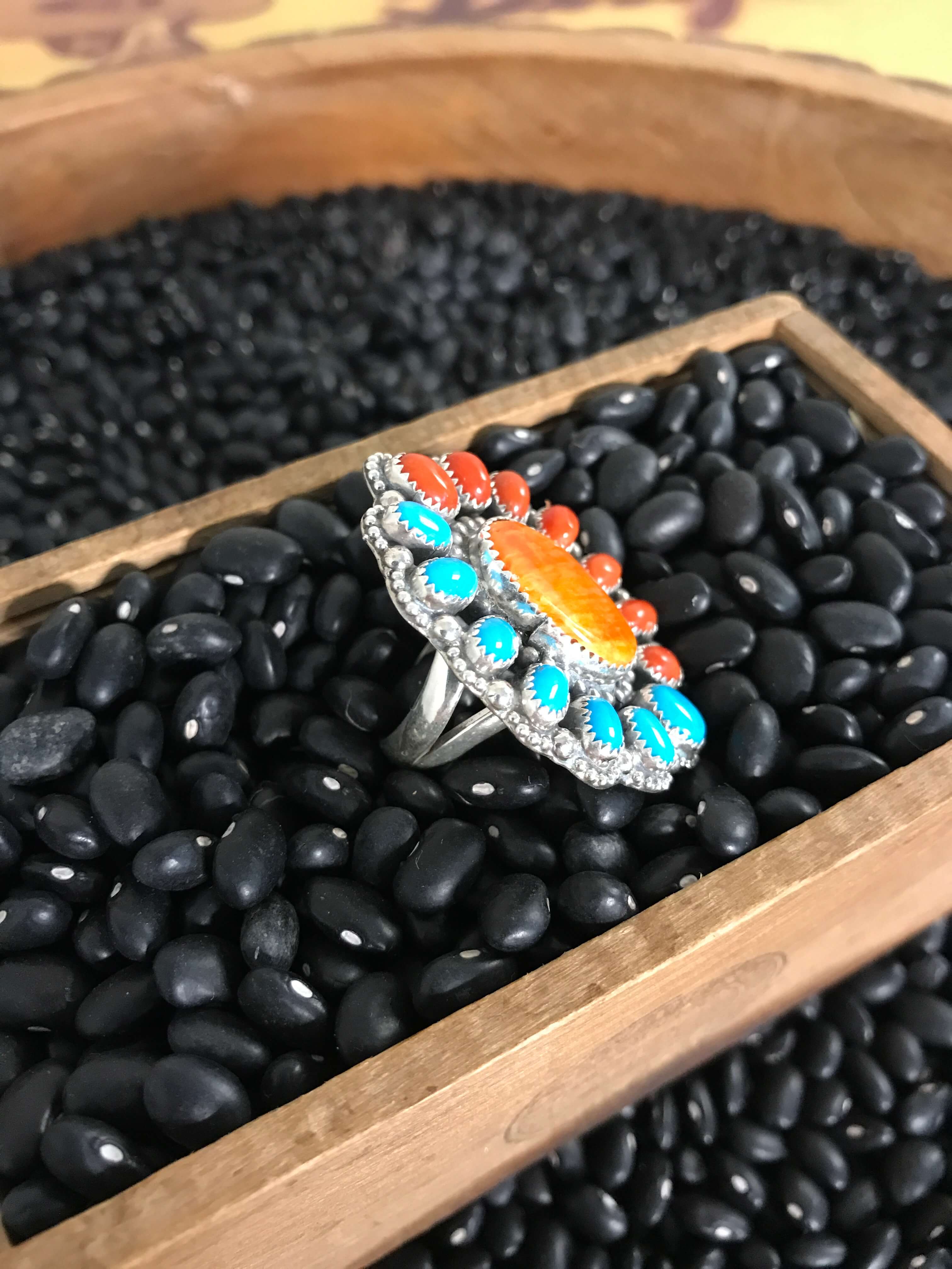 The Cokato Adjustable Ring-Rings-Calli Co., Turquoise and Silver Jewelry, Native American Handmade, Zuni Tribe, Navajo Tribe, Brock Texas