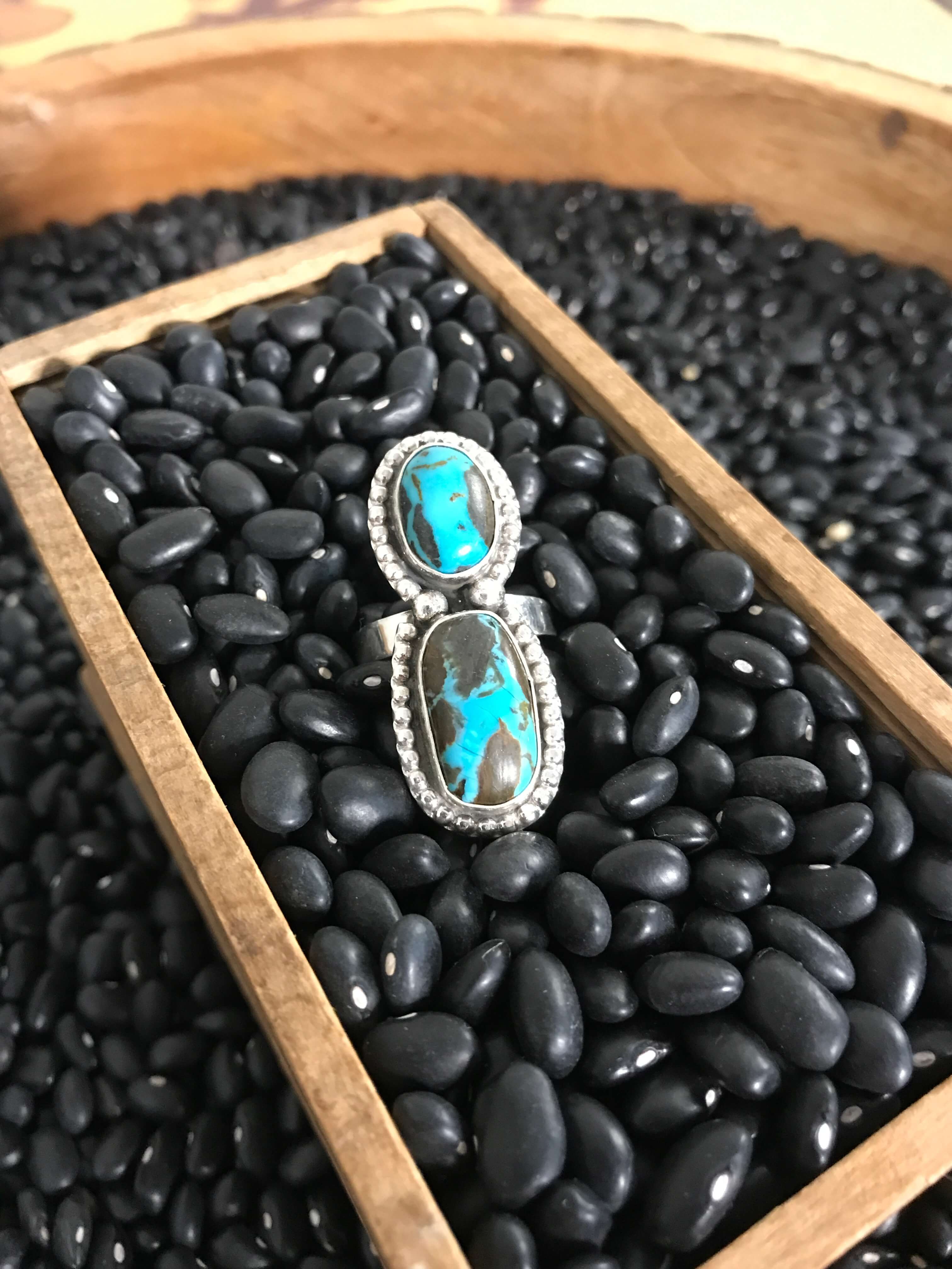 The Adrick Ring, Sz 10-Rings-Calli Co., Turquoise and Silver Jewelry, Native American Handmade, Zuni Tribe, Navajo Tribe, Brock Texas