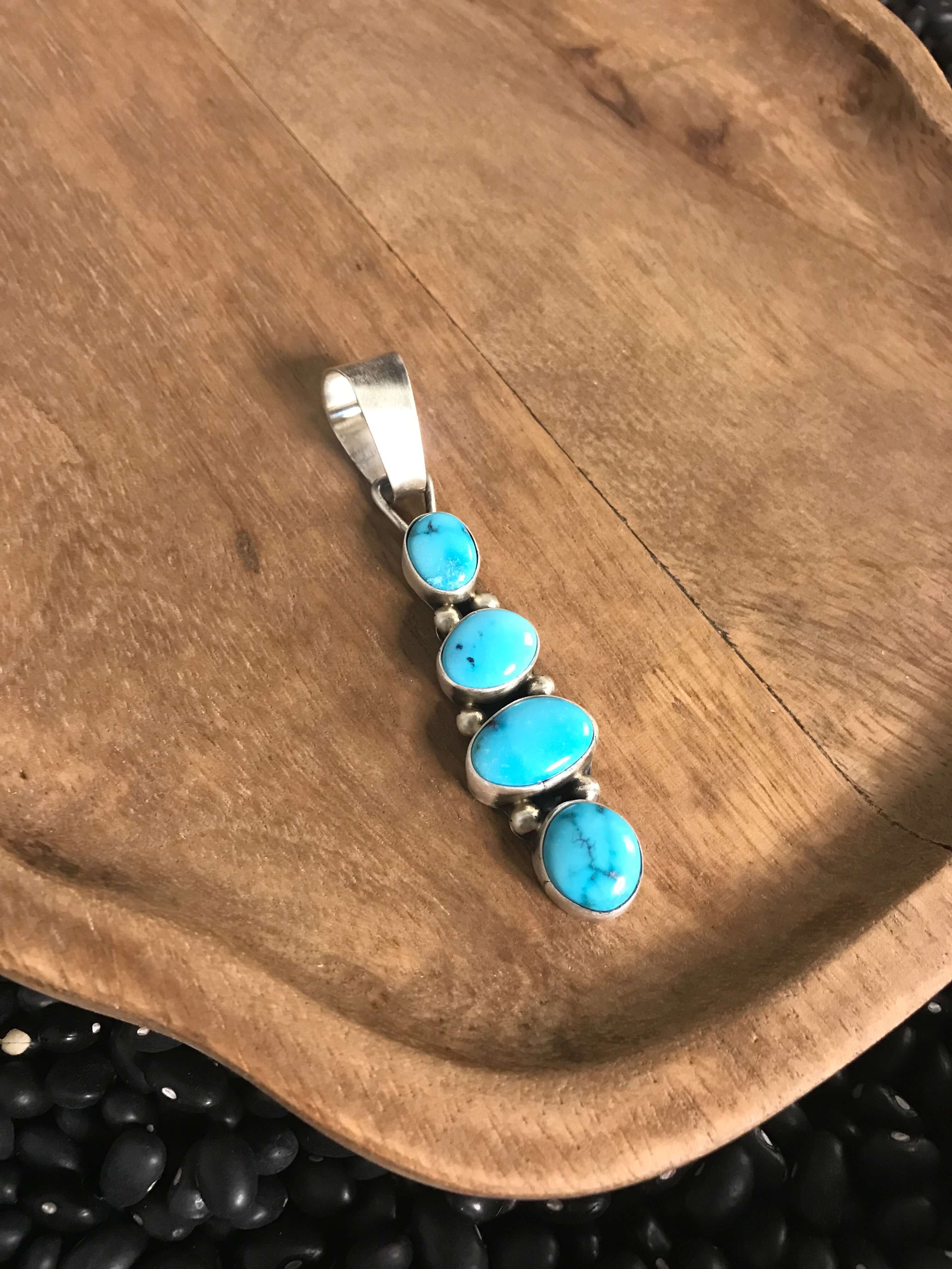 The Vamo Turquoise Pendant, 1-Pendants-Calli Co., Turquoise and Silver Jewelry, Native American Handmade, Zuni Tribe, Navajo Tribe, Brock Texas
