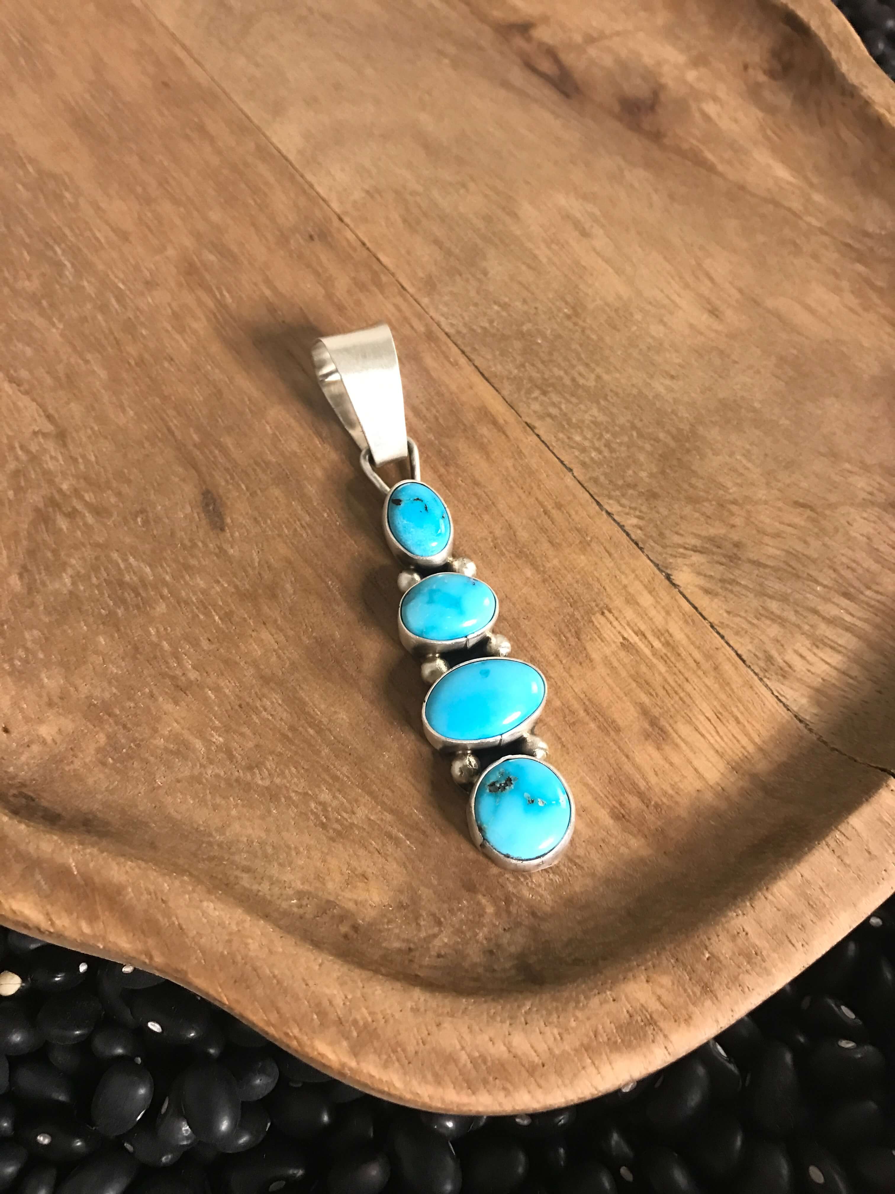The Vamo Turquoise Pendant, 2-Pendants-Calli Co., Turquoise and Silver Jewelry, Native American Handmade, Zuni Tribe, Navajo Tribe, Brock Texas