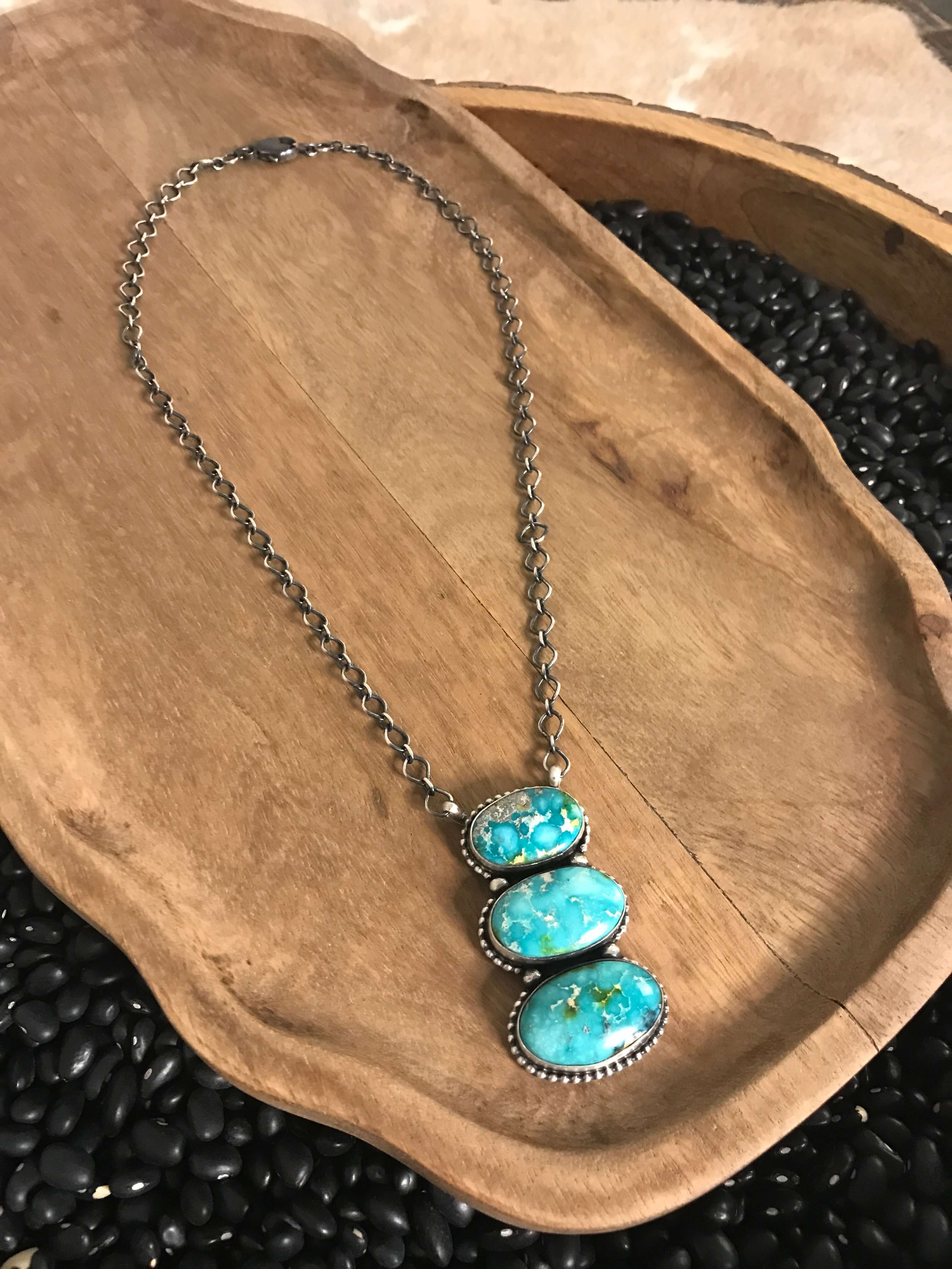 The Enlow Necklace, 1-Necklaces-Calli Co., Turquoise and Silver Jewelry, Native American Handmade, Zuni Tribe, Navajo Tribe, Brock Texas
