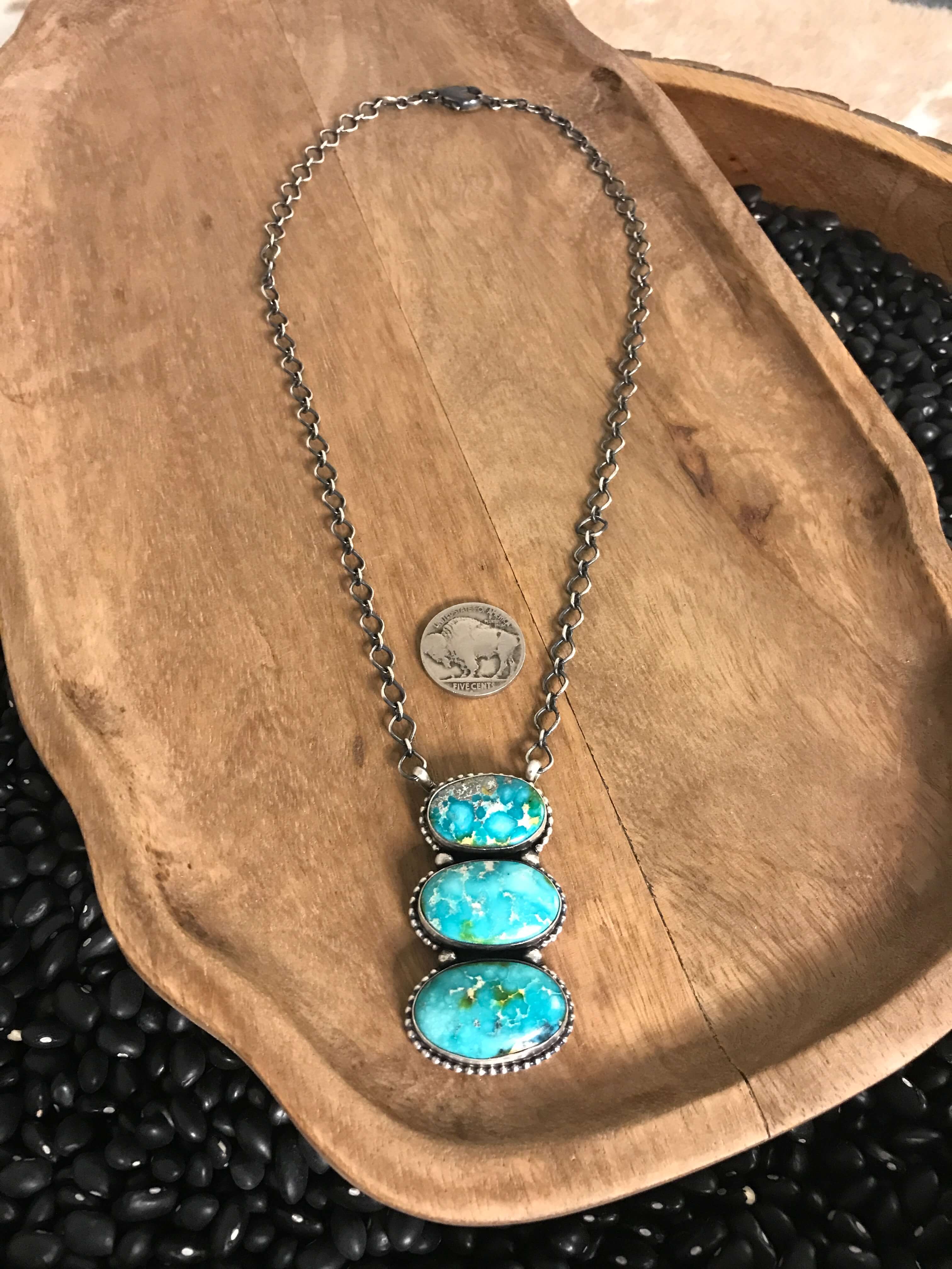 The Enlow Necklace, 1-Necklaces-Calli Co., Turquoise and Silver Jewelry, Native American Handmade, Zuni Tribe, Navajo Tribe, Brock Texas