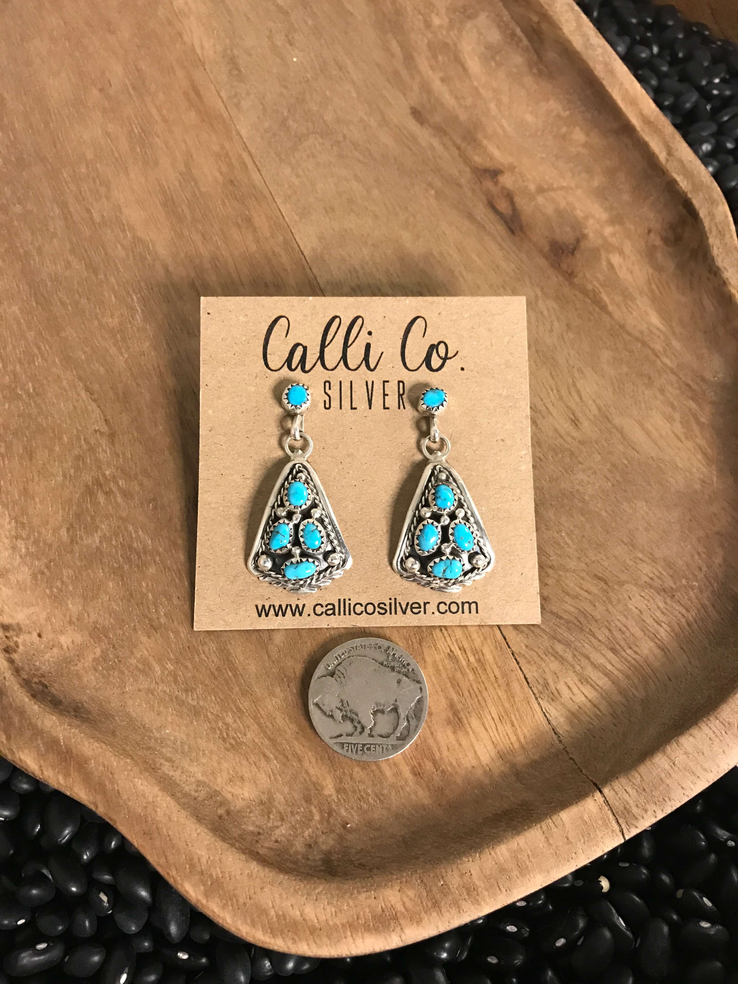 The Verona Earrings in Turquoise, 2-Earrings-Calli Co., Turquoise and Silver Jewelry, Native American Handmade, Zuni Tribe, Navajo Tribe, Brock Texas