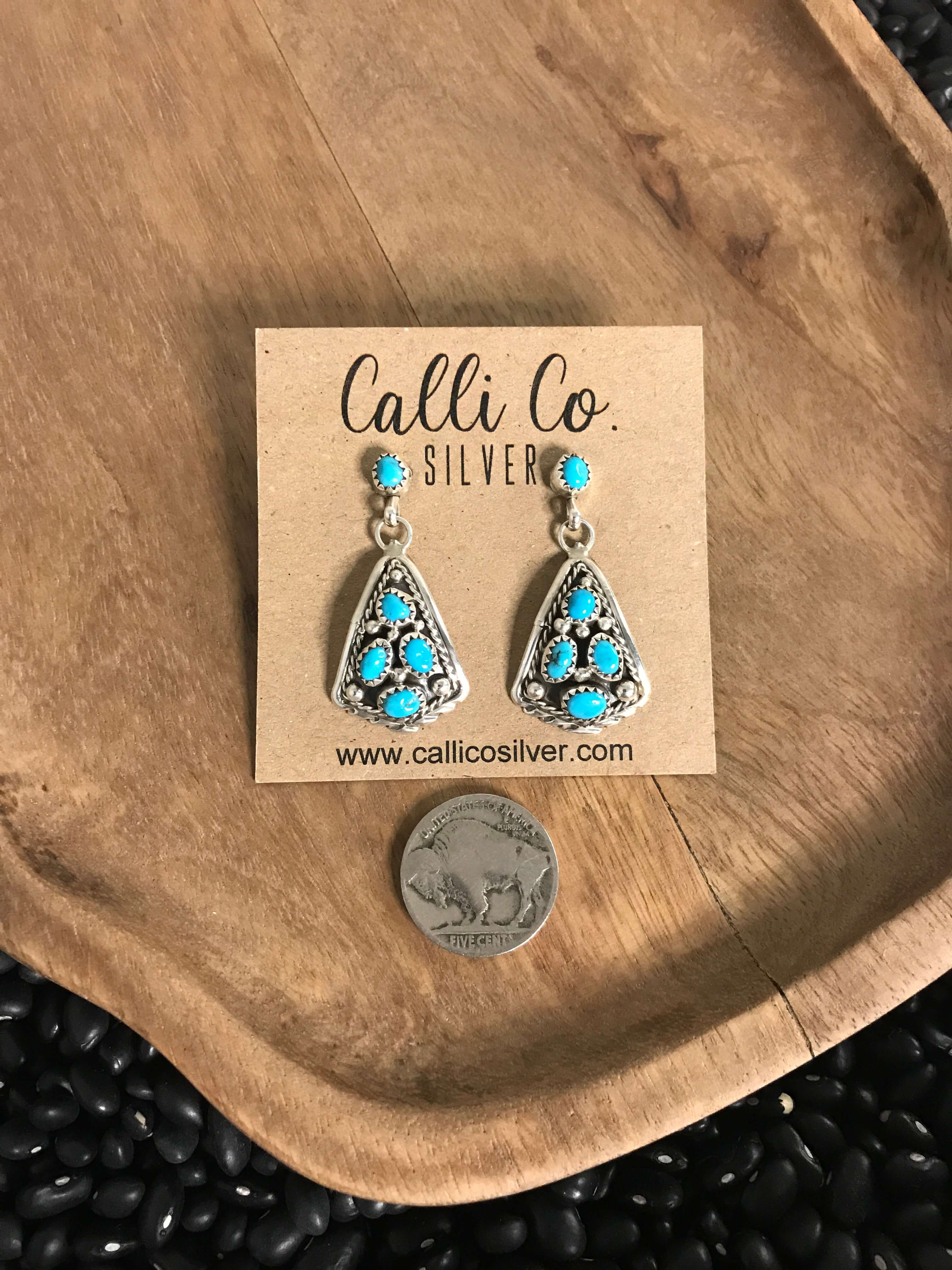 The Verona Earrings in Turquoise, 4-Earrings-Calli Co., Turquoise and Silver Jewelry, Native American Handmade, Zuni Tribe, Navajo Tribe, Brock Texas