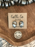 The White Buffalo and Bronze Earrings, 3-Earrings-Calli Co., Turquoise and Silver Jewelry, Native American Handmade, Zuni Tribe, Navajo Tribe, Brock Texas