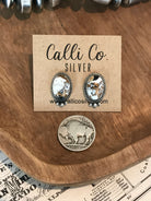 The White Buffalo and Bronze Earrings, 6-Earrings-Calli Co., Turquoise and Silver Jewelry, Native American Handmade, Zuni Tribe, Navajo Tribe, Brock Texas