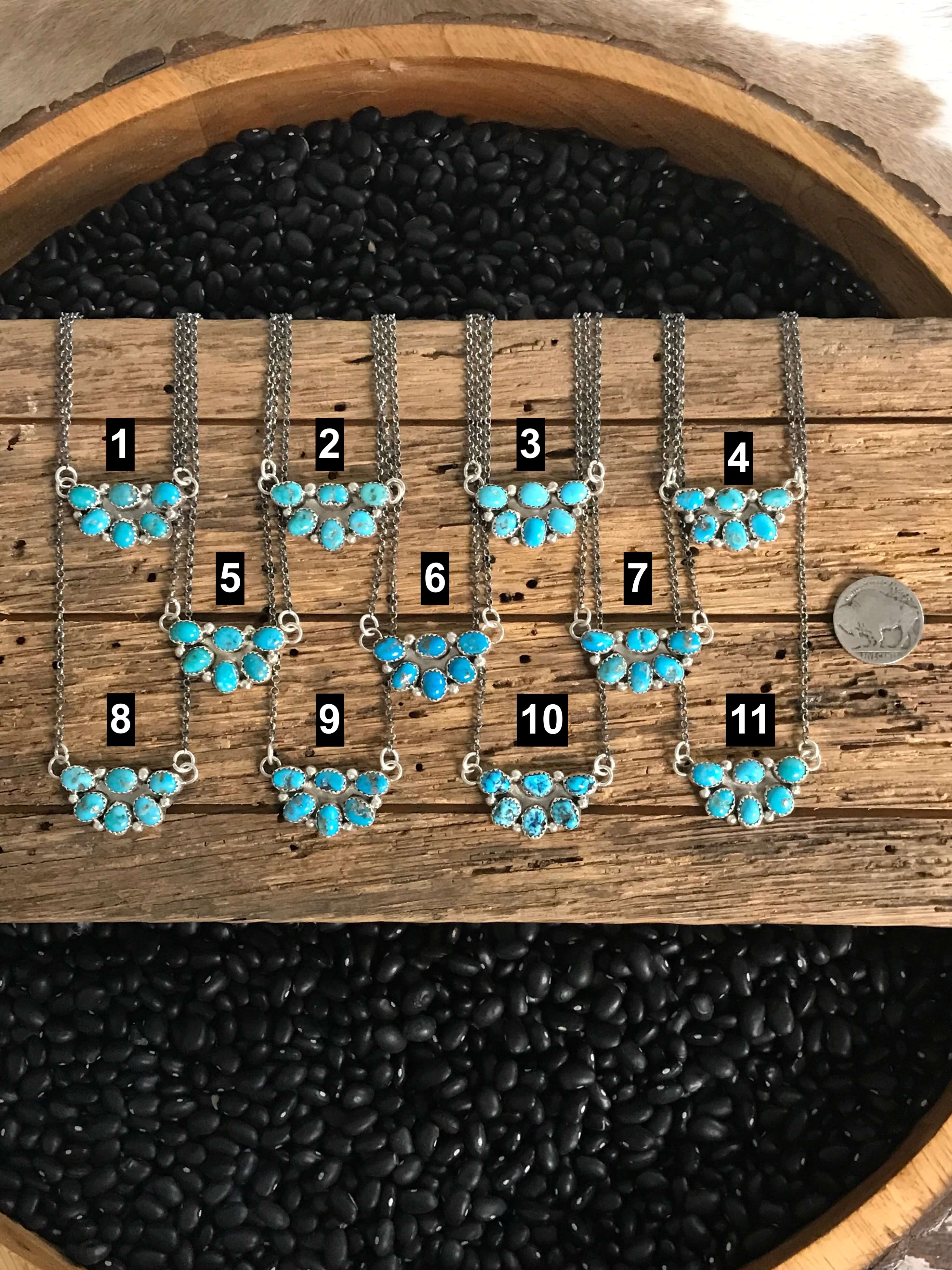 The Glenn Half Cluster Necklaces-Necklaces-Calli Co., Turquoise and Silver Jewelry, Native American Handmade, Zuni Tribe, Navajo Tribe, Brock Texas