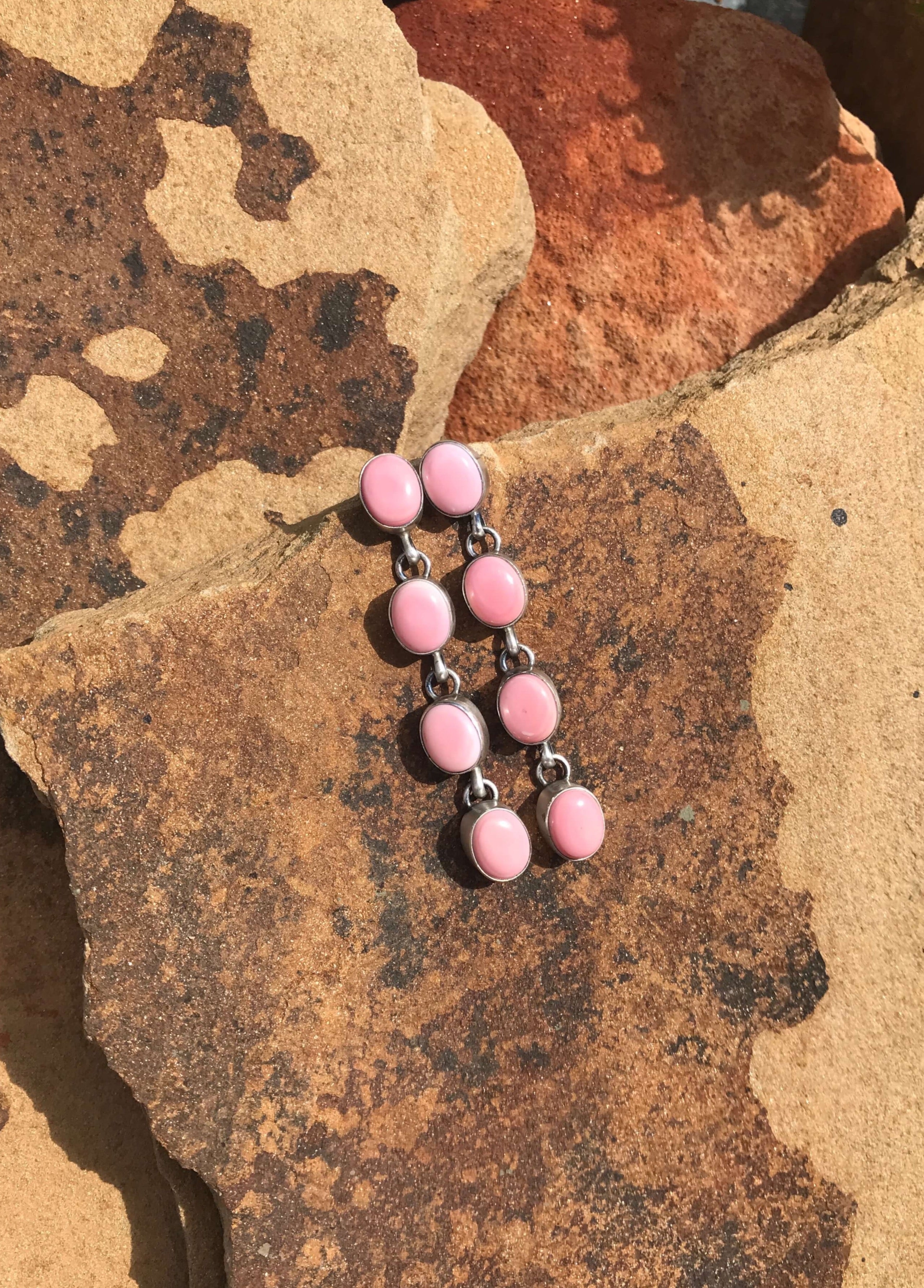 The 4 Stone Drop Earrings, 6-Earrings-Calli Co., Turquoise and Silver Jewelry, Native American Handmade, Zuni Tribe, Navajo Tribe, Brock Texas