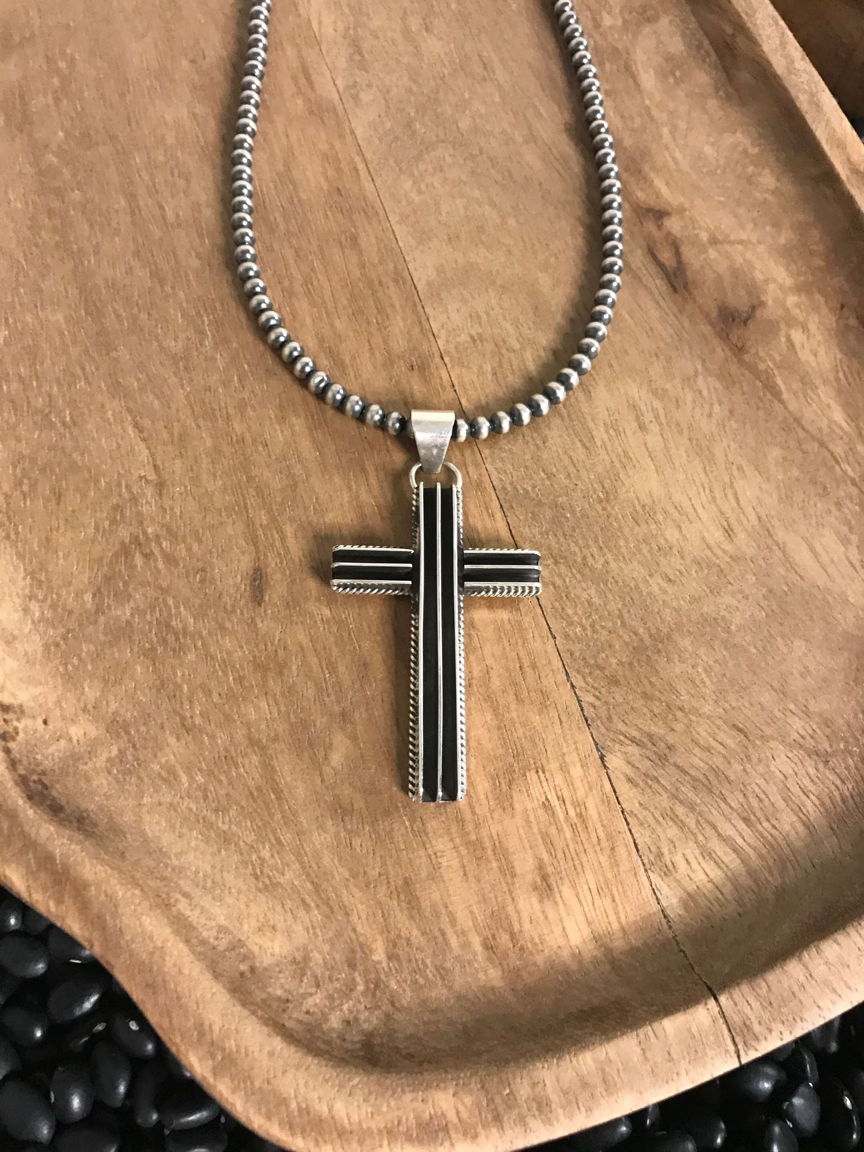 The Kasa Cross Pendant-Pendants-Calli Co., Turquoise and Silver Jewelry, Native American Handmade, Zuni Tribe, Navajo Tribe, Brock Texas