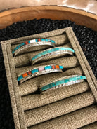 The Turquoise Inlay Cuffs-Bracelets & Cuffs-Calli Co., Turquoise and Silver Jewelry, Native American Handmade, Zuni Tribe, Navajo Tribe, Brock Texas
