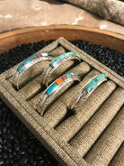 The Turquoise Inlay Cuffs-Bracelets & Cuffs-Calli Co., Turquoise and Silver Jewelry, Native American Handmade, Zuni Tribe, Navajo Tribe, Brock Texas